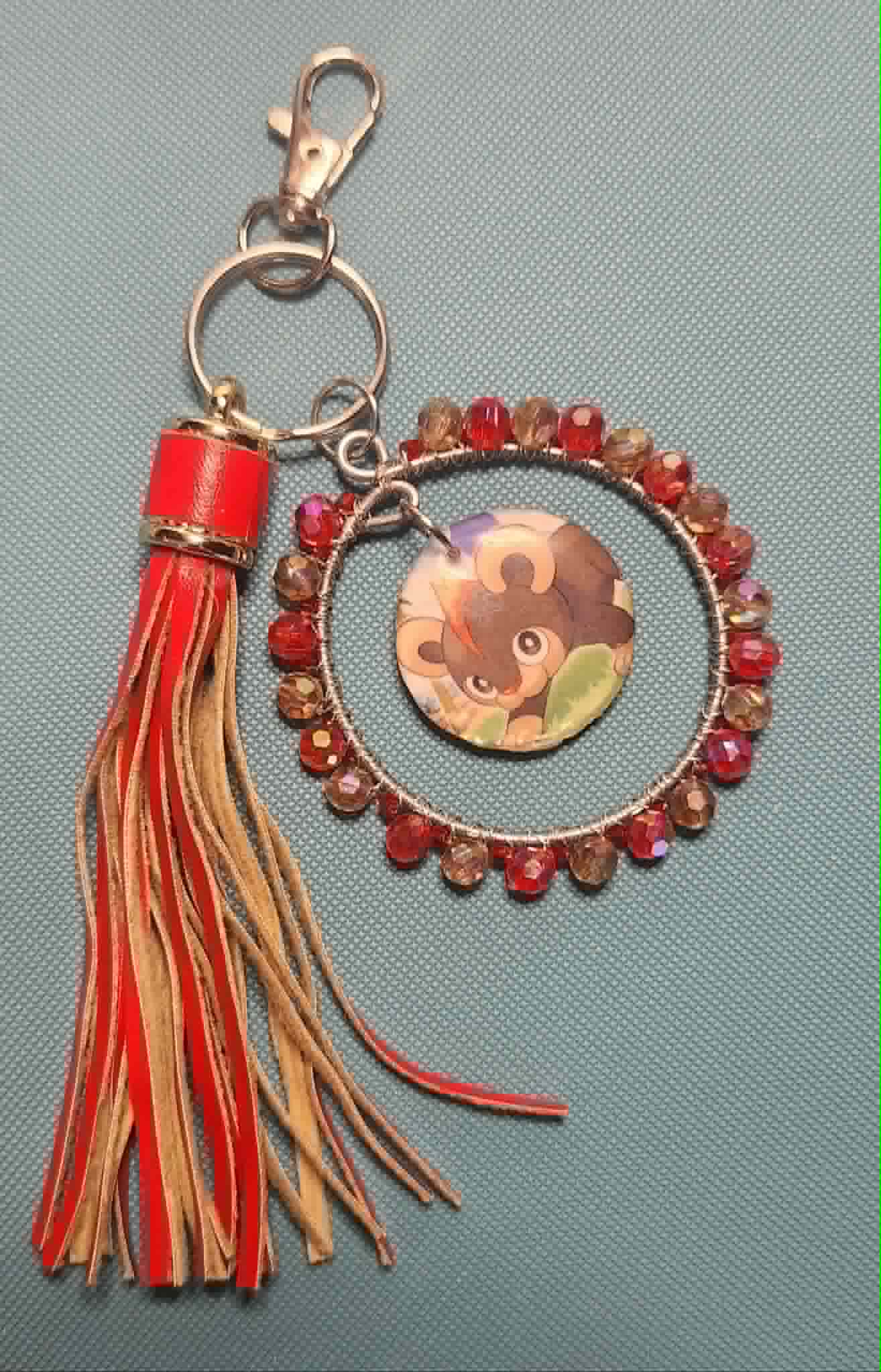 Litleo Ember Charm – Handmade Pokémon-Inspired Bag Charm, Keychain & Car Accessory