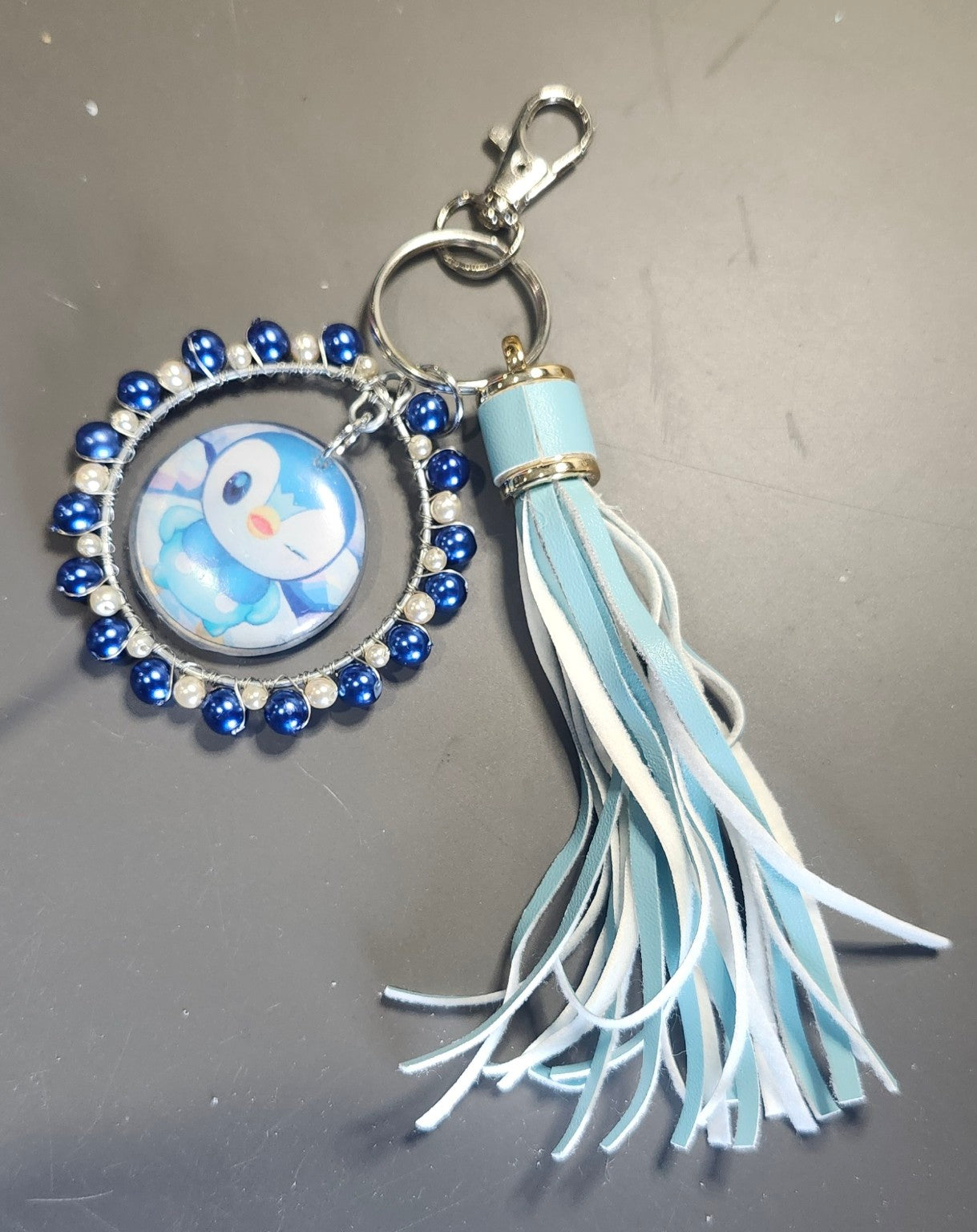 Piplup Winter Charm | Blue Beaded Tassel Bag Charm