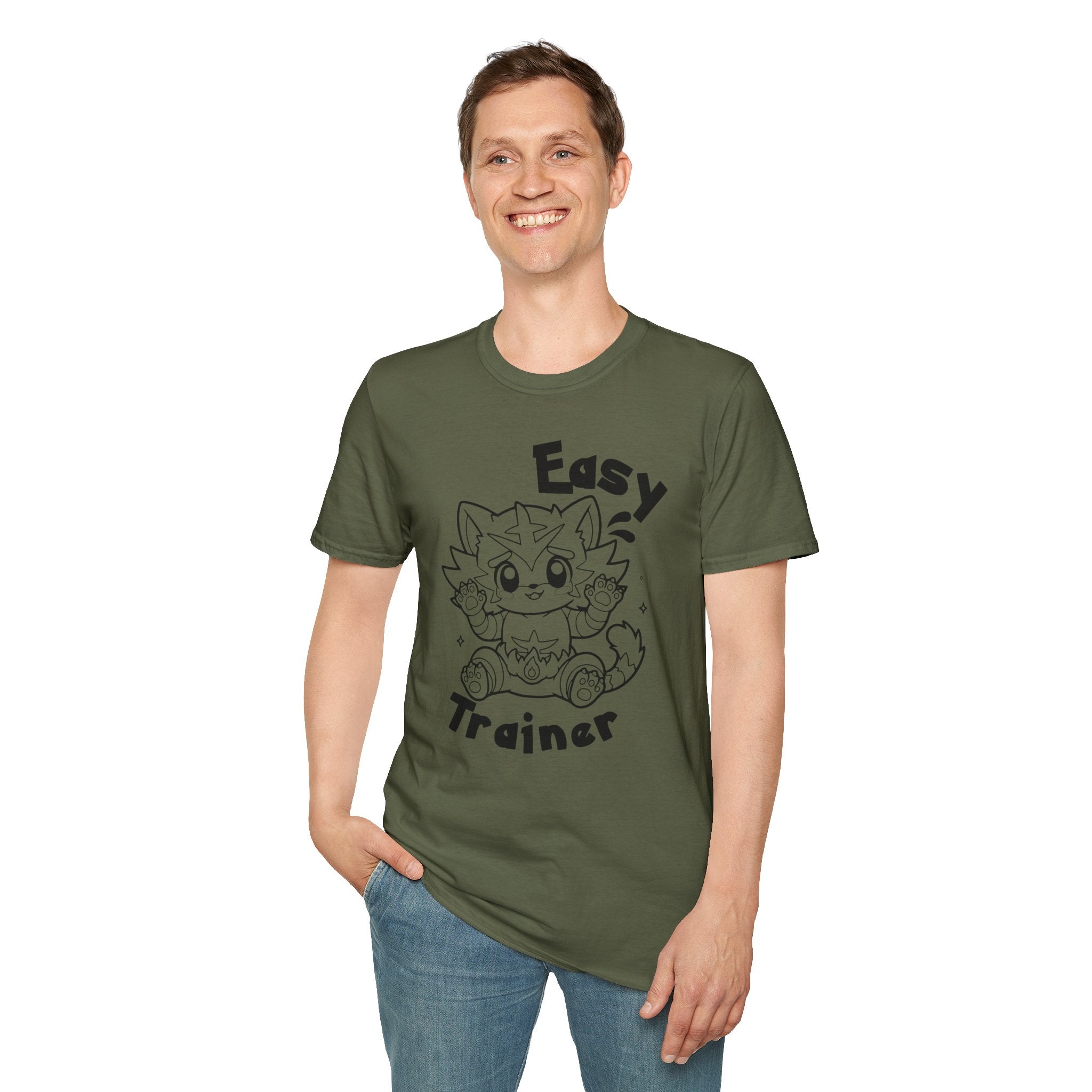 Easy Trainer T-Shirt | Cute Cartoon Easy Tiger Funny wrestling Cat Design Tee