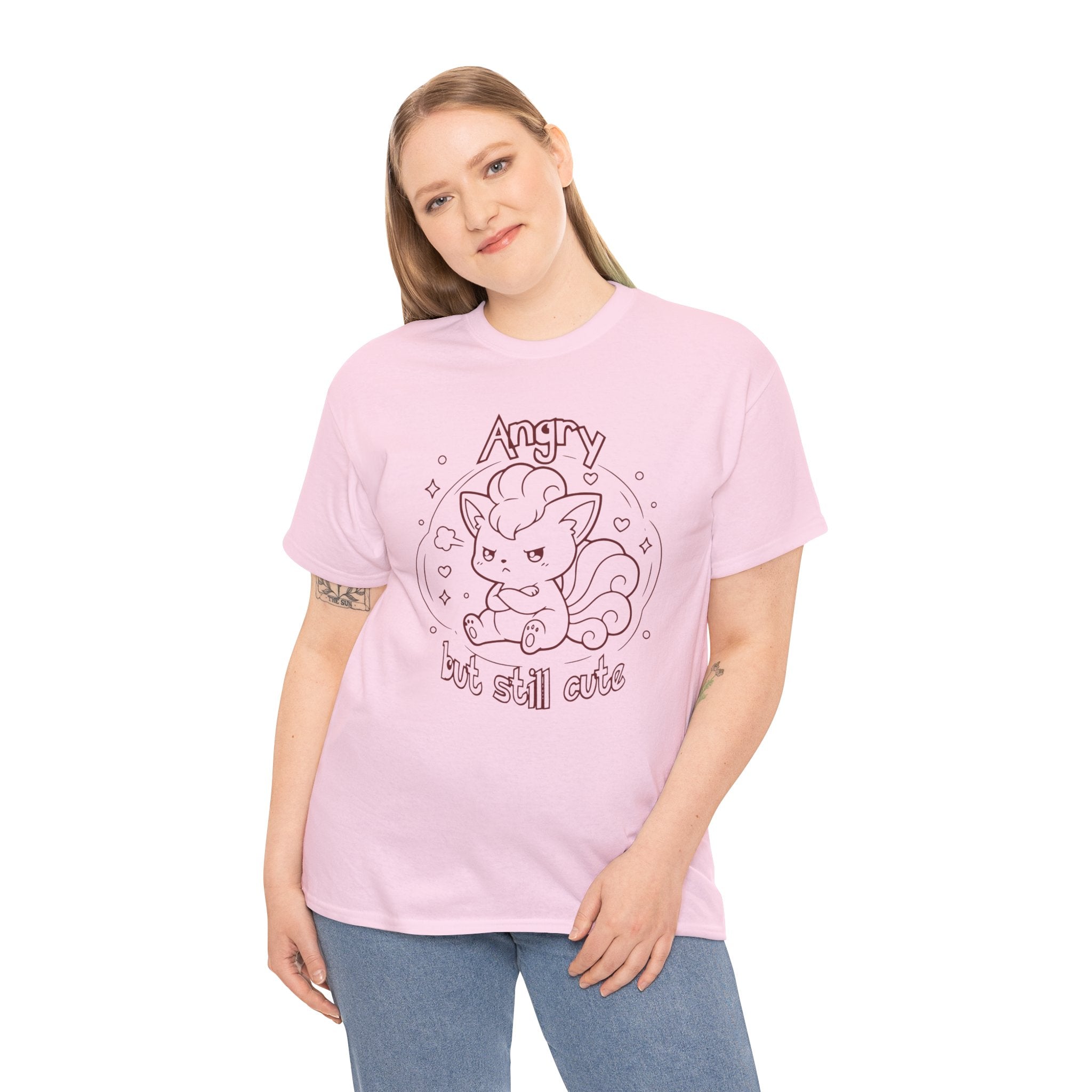 Fox Angry but still cute Grumpy Cute Fox Lady Shirt | Pouting Fox Illustration