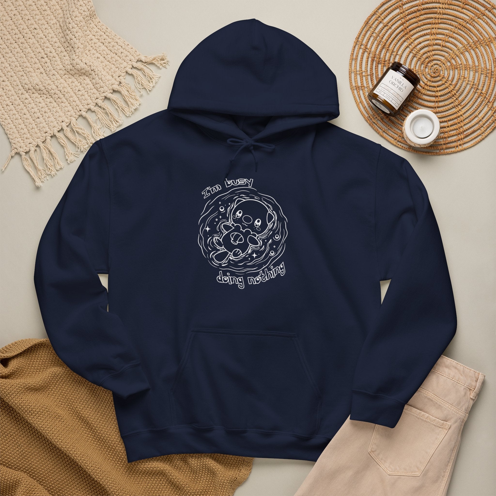 Otter Busy Doing Nothing Otter Hoodie | Cute Swimming Animal Graphic