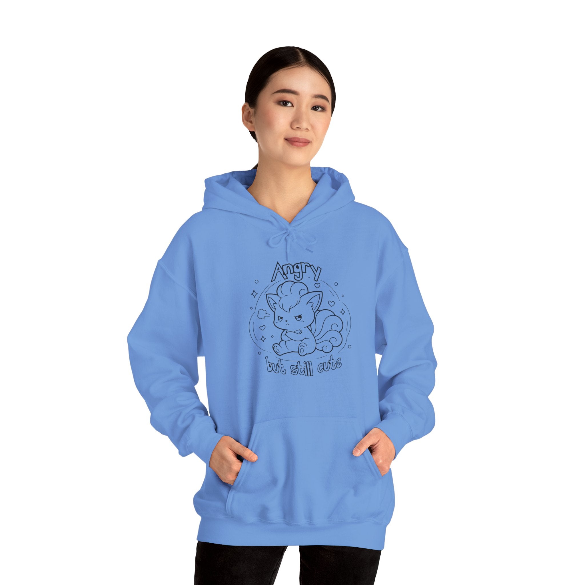 Fox Angry but still cute Grumpy Cute Fox Lady hoodie | Pouting Fox Illustration