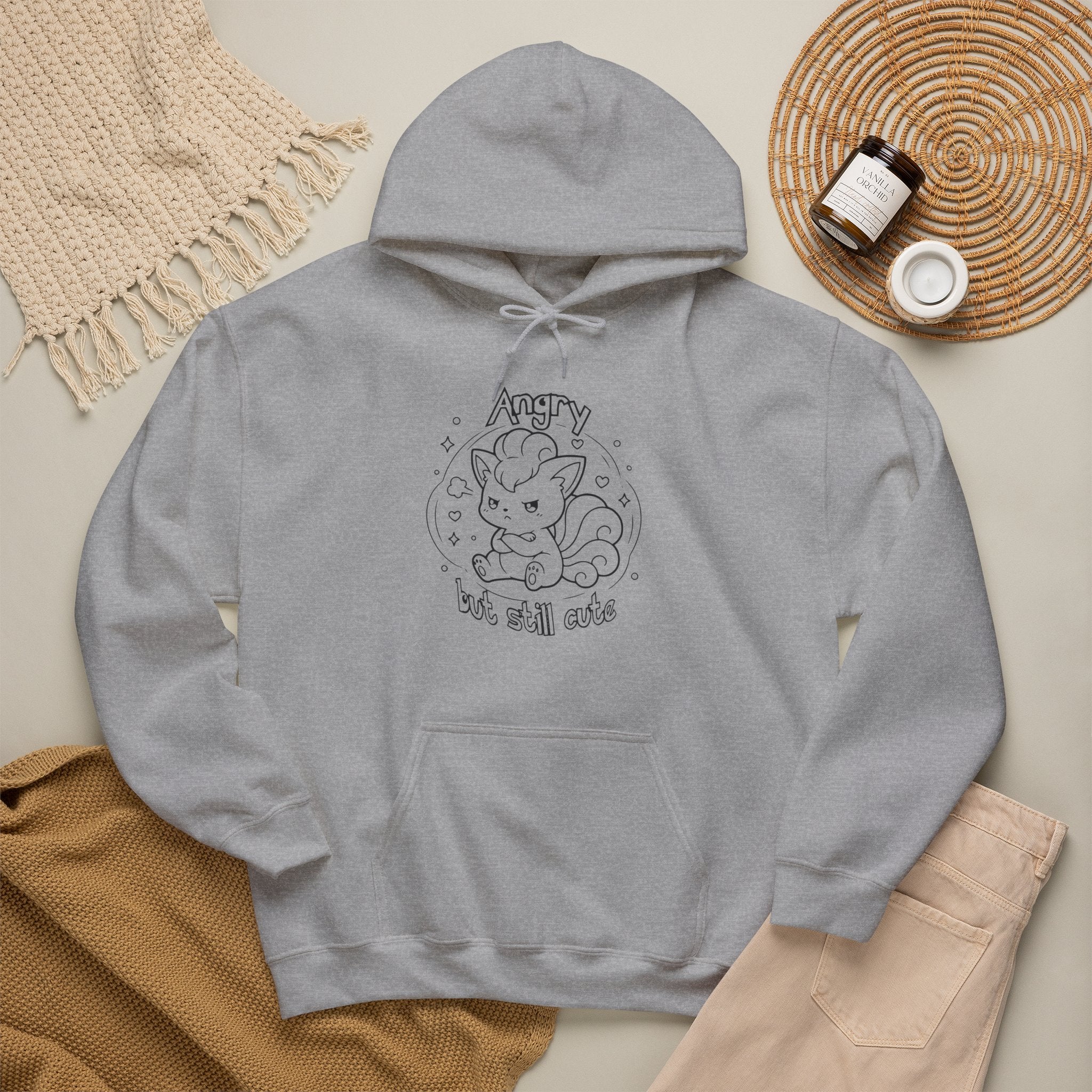 Fox Angry but still cute Grumpy Cute Fox Lady hoodie | Pouting Fox Illustration