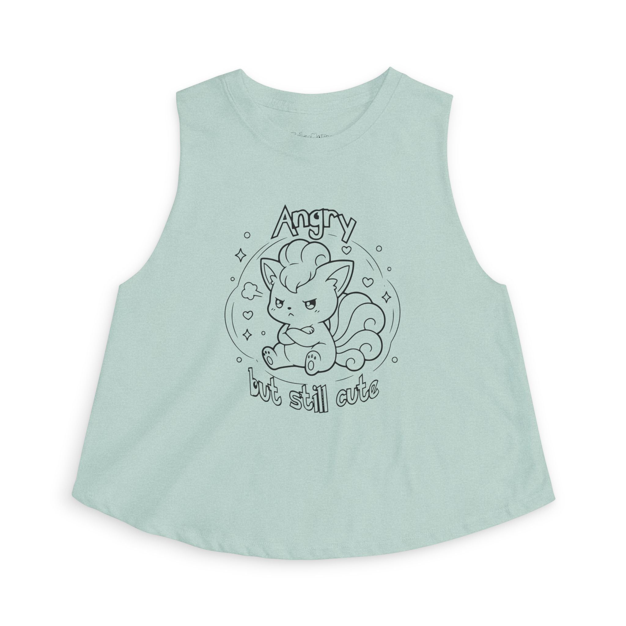 Fox Angry but still cute Grumpy Cute Fox Lady Crop Top | Pouting Fox Illustration