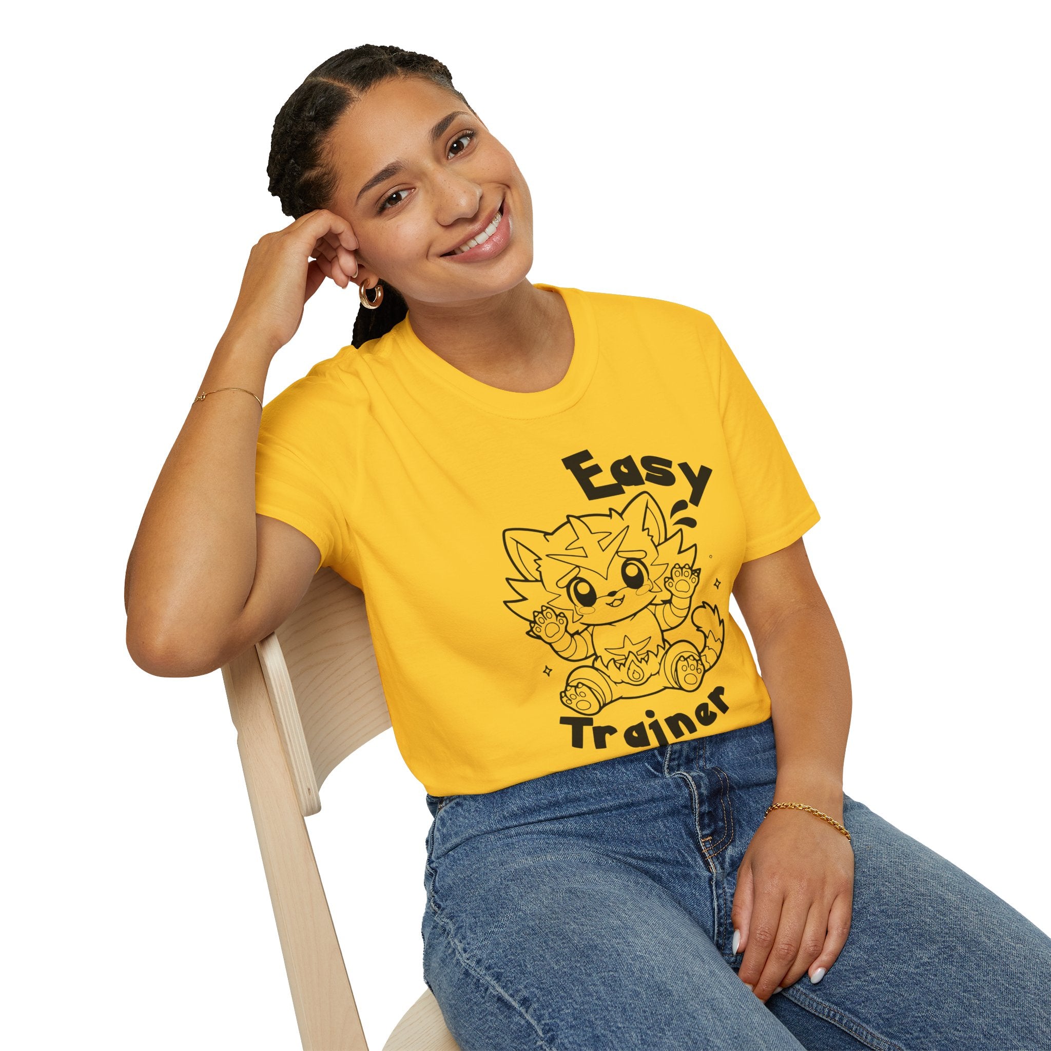 Easy Trainer T-Shirt | Cute Cartoon Easy Tiger Funny wrestling Cat Design Tee