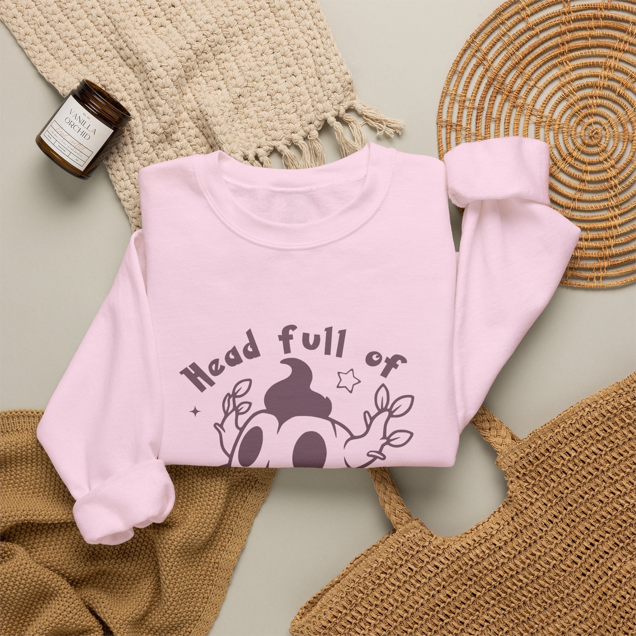 Head Full of Mischief Sweatshirt | Cute Halloween Ghost Crewneck | Cozy Fall Sweatshirt | Geek Autumn Sweater | Kawaii Spooky Apparel