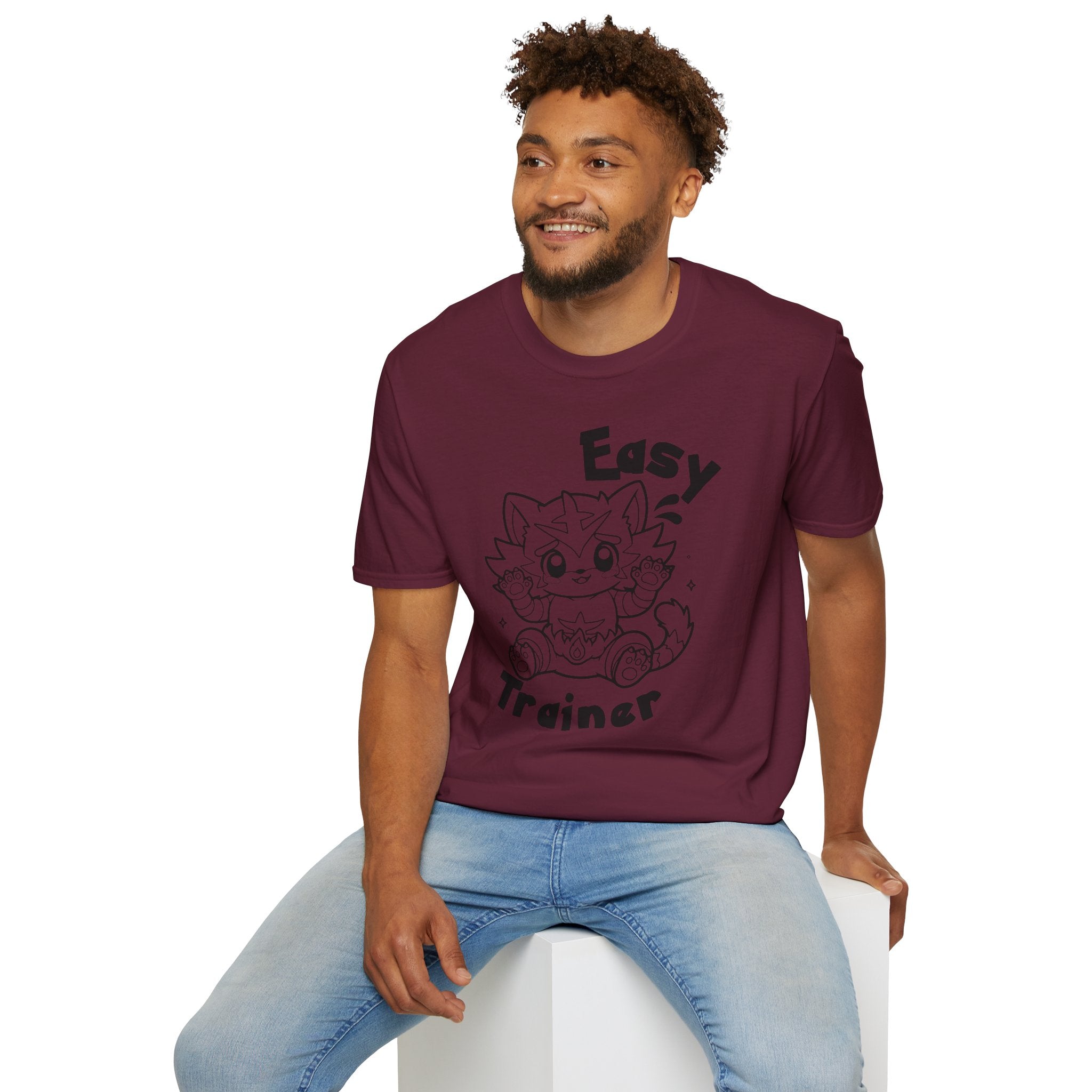Easy Trainer T-Shirt | Cute Cartoon Easy Tiger Funny wrestling Cat Design Tee