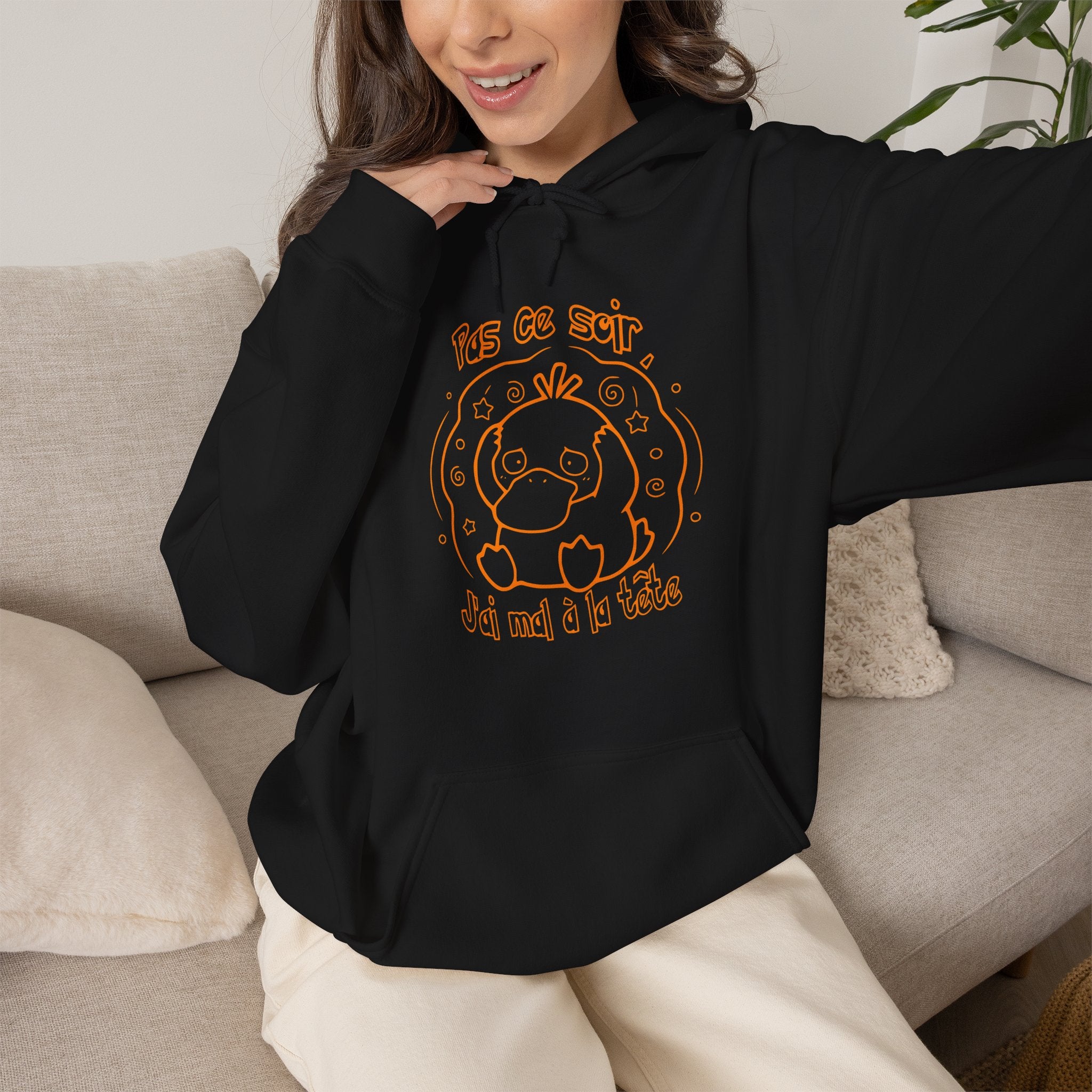 Hoodie inspiré de Psykokwak (Psyduck), Pas ce soir, j'ai mal à la tête