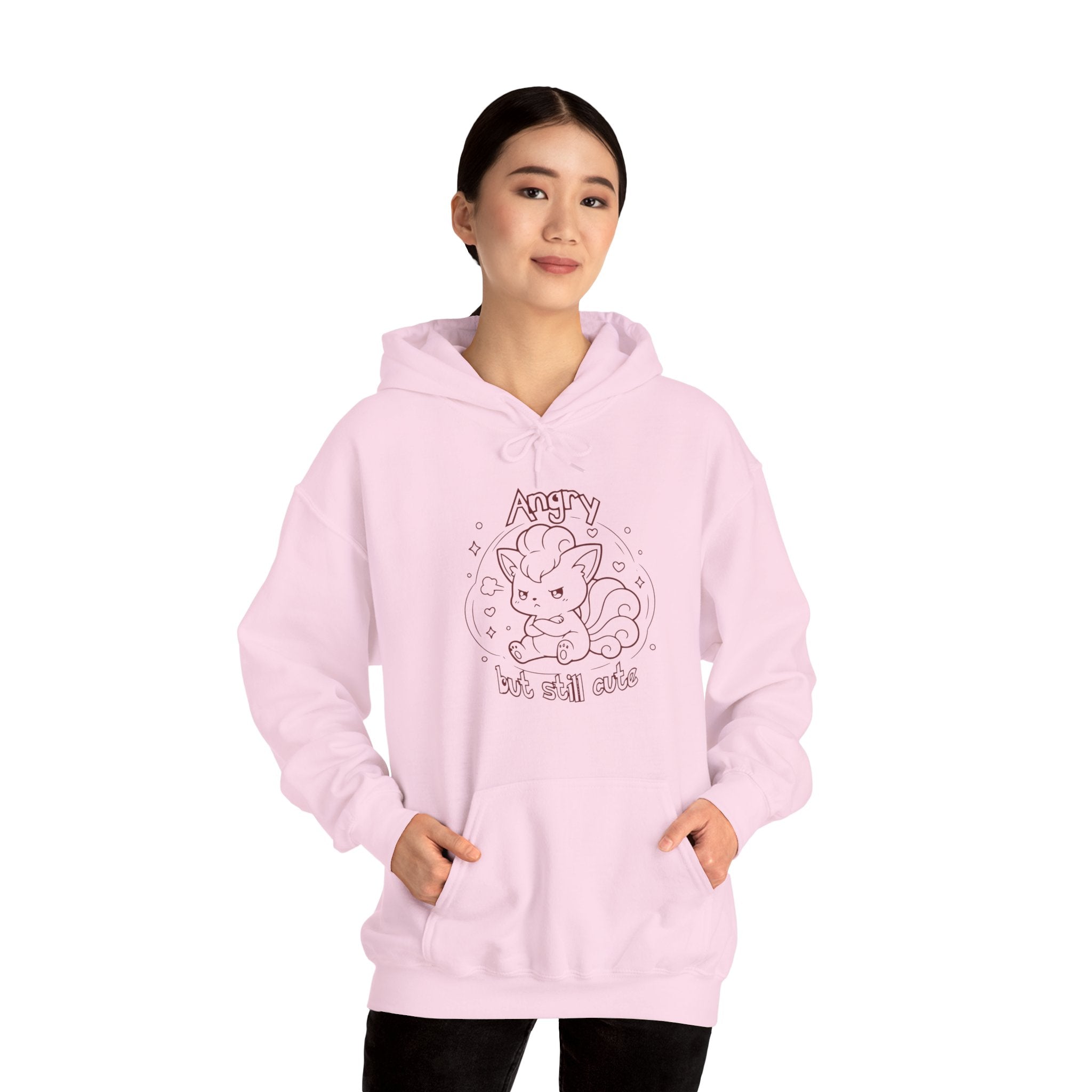 Fox Angry but still cute Grumpy Cute Fox Lady hoodie | Pouting Fox Illustration