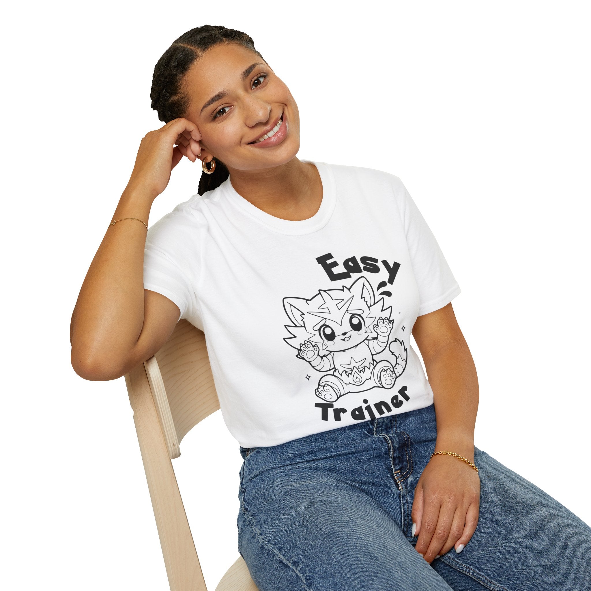 Easy Trainer T-Shirt | Cute Cartoon Easy Tiger Funny wrestling Cat Design Tee