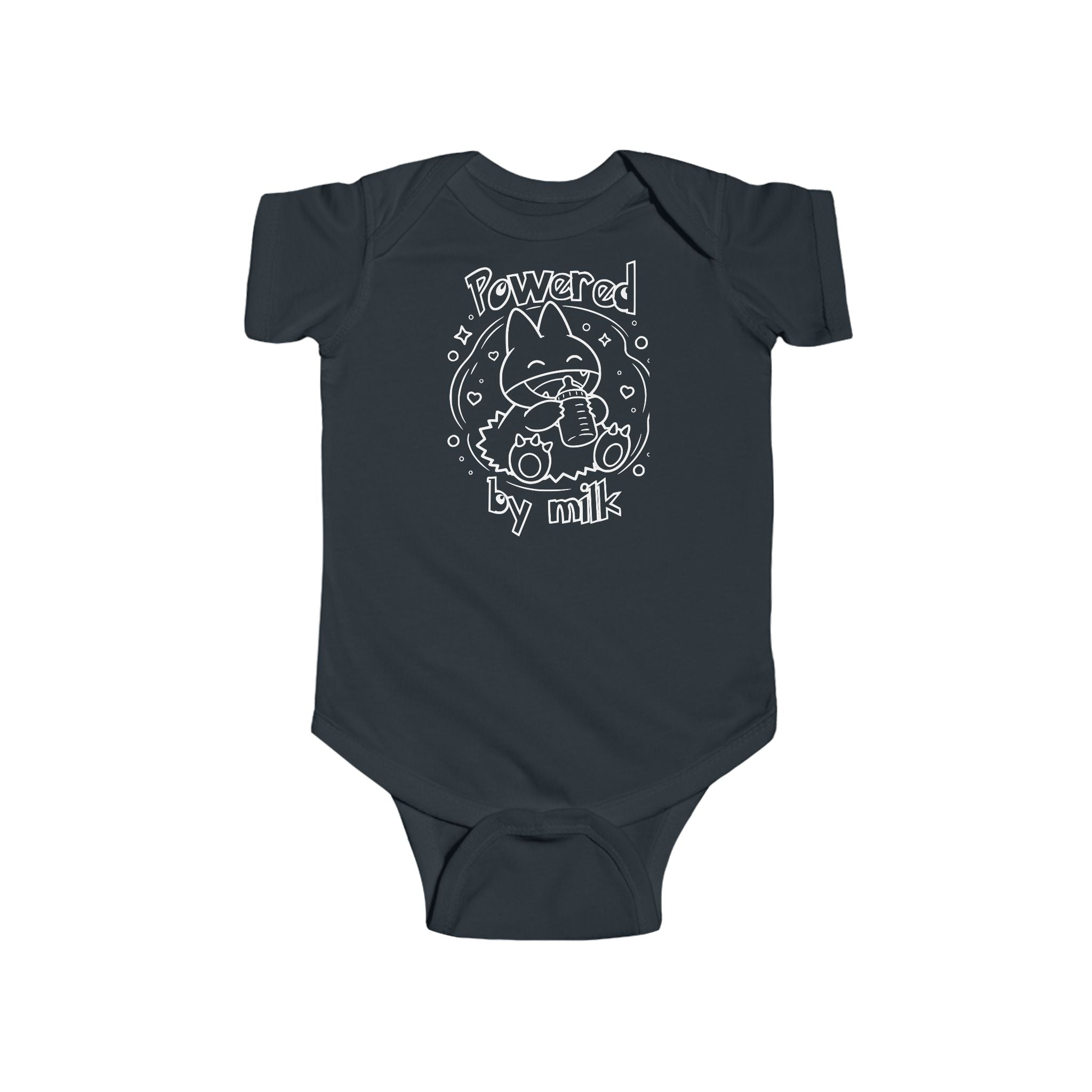 Baby Powered by Milk Infant Bodysuit | Cute Monster Drinking Bottle