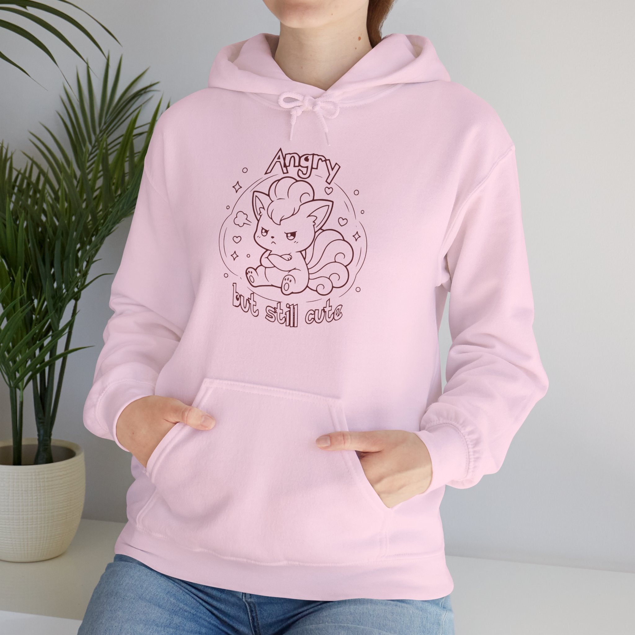 Fox Angry but still cute Grumpy Cute Fox Lady hoodie | Pouting Fox Illustration