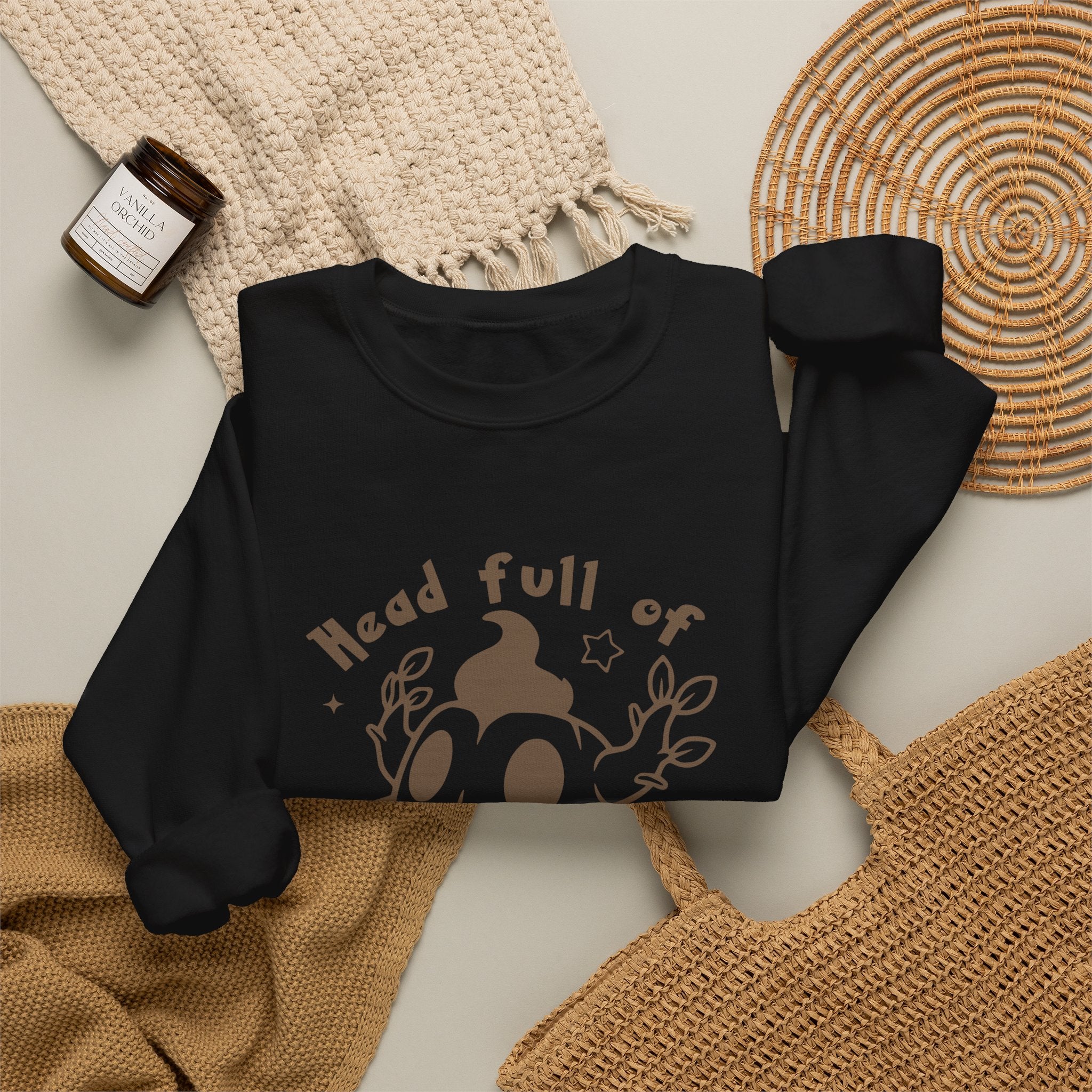 Head Full of Mischief Sweatshirt | Cute Halloween Ghost Crewneck | Cozy Fall Sweatshirt | Geek Autumn Sweater | Kawaii Spooky Apparel