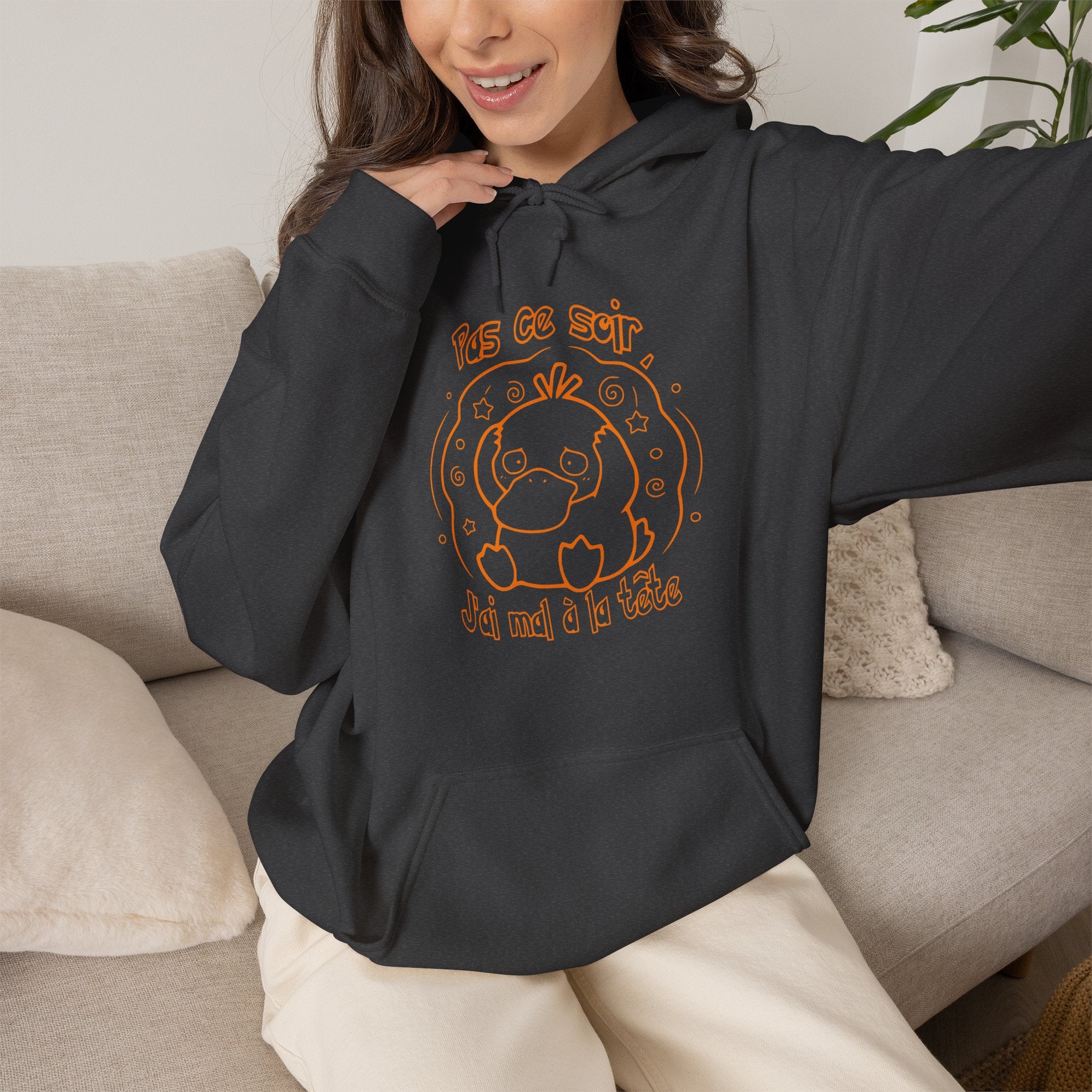 Hoodie inspiré de Psykokwak (Psyduck), Pas ce soir, j'ai mal à la tête
