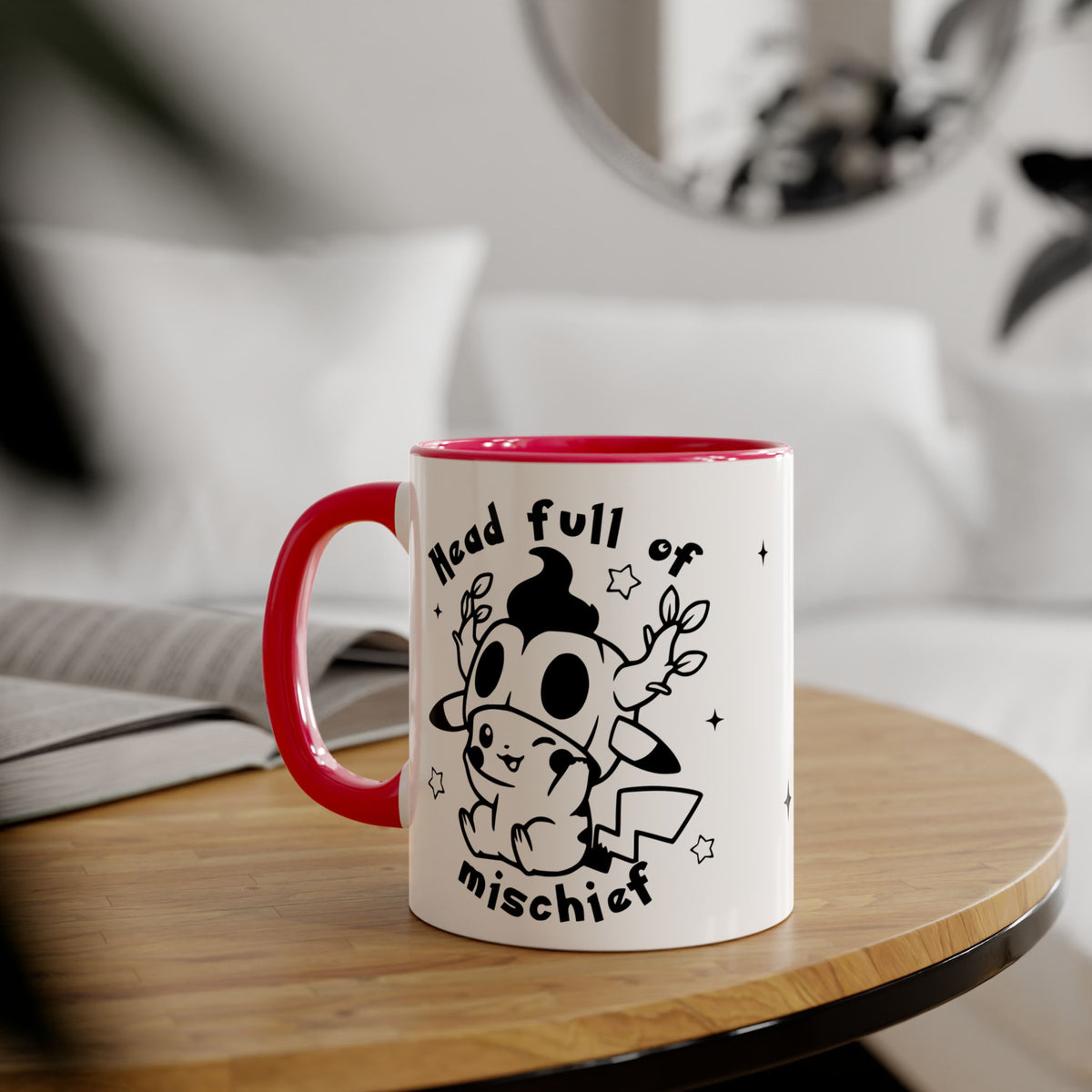 Head Full of Mischief Halloween Mug | Cute Ghost Pumpkin Coffee Cup | Kawaii Spooky Mug | Fall Coffee Lover Gift | Geek Halloween Drinkware