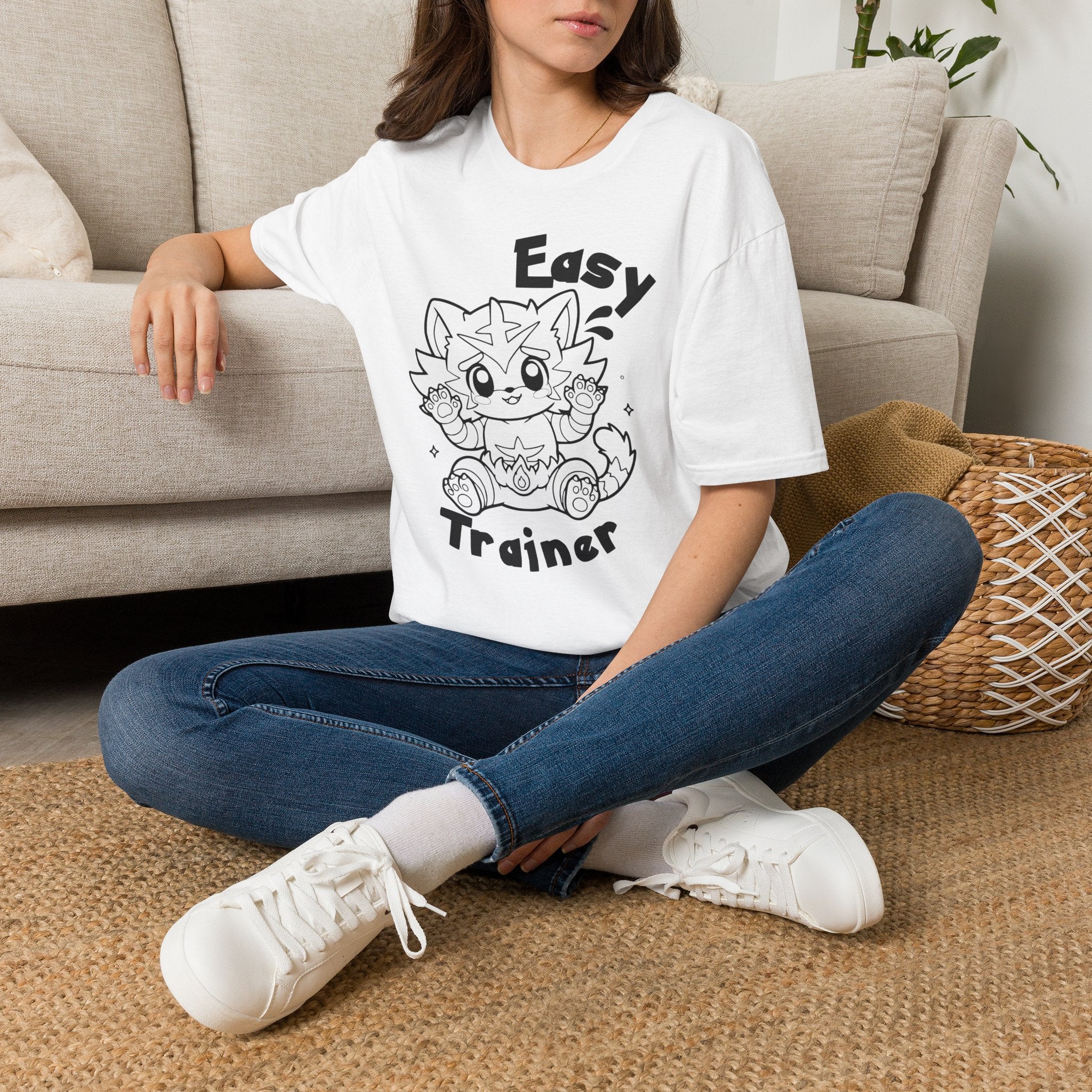 Easy Trainer T-Shirt | Cute Cartoon Easy Tiger Funny wrestling Cat Design Tee