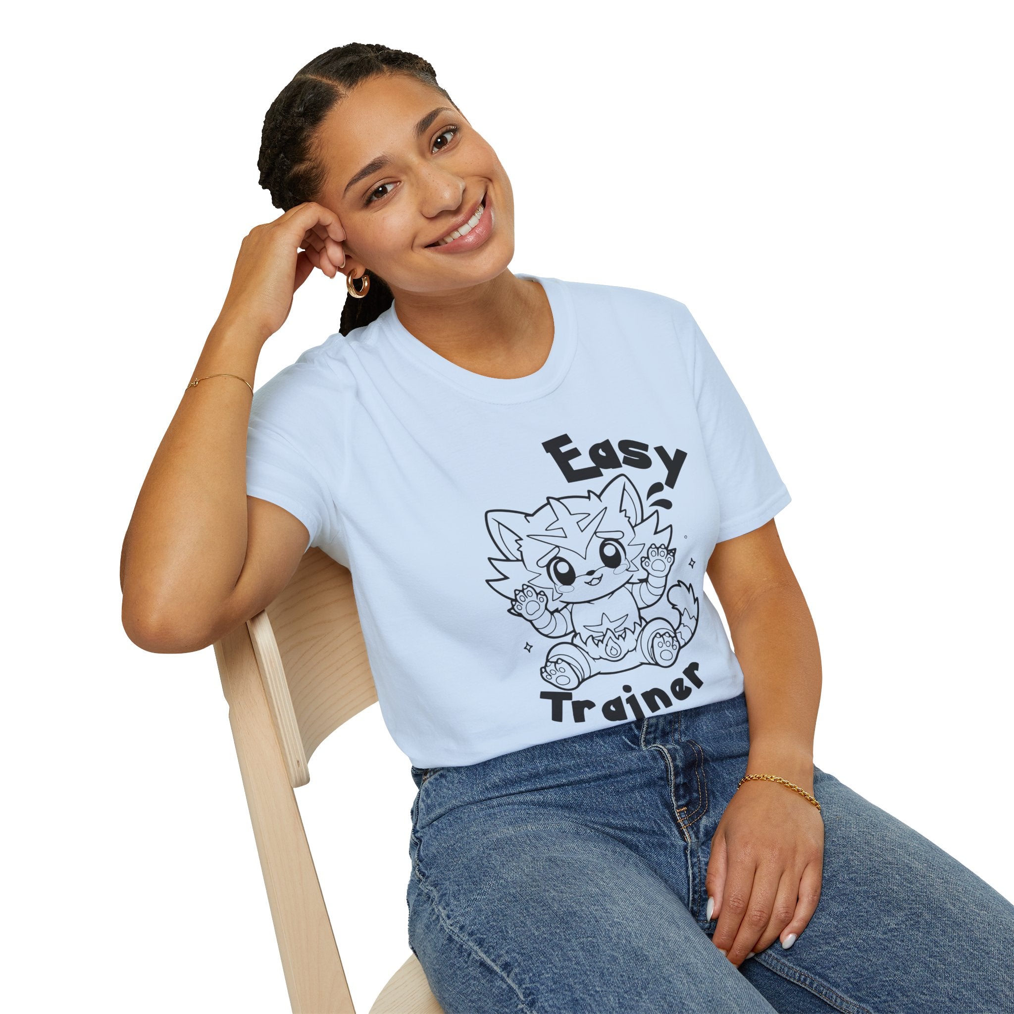 Easy Trainer T-Shirt | Cute Cartoon Easy Tiger Funny wrestling Cat Design Tee