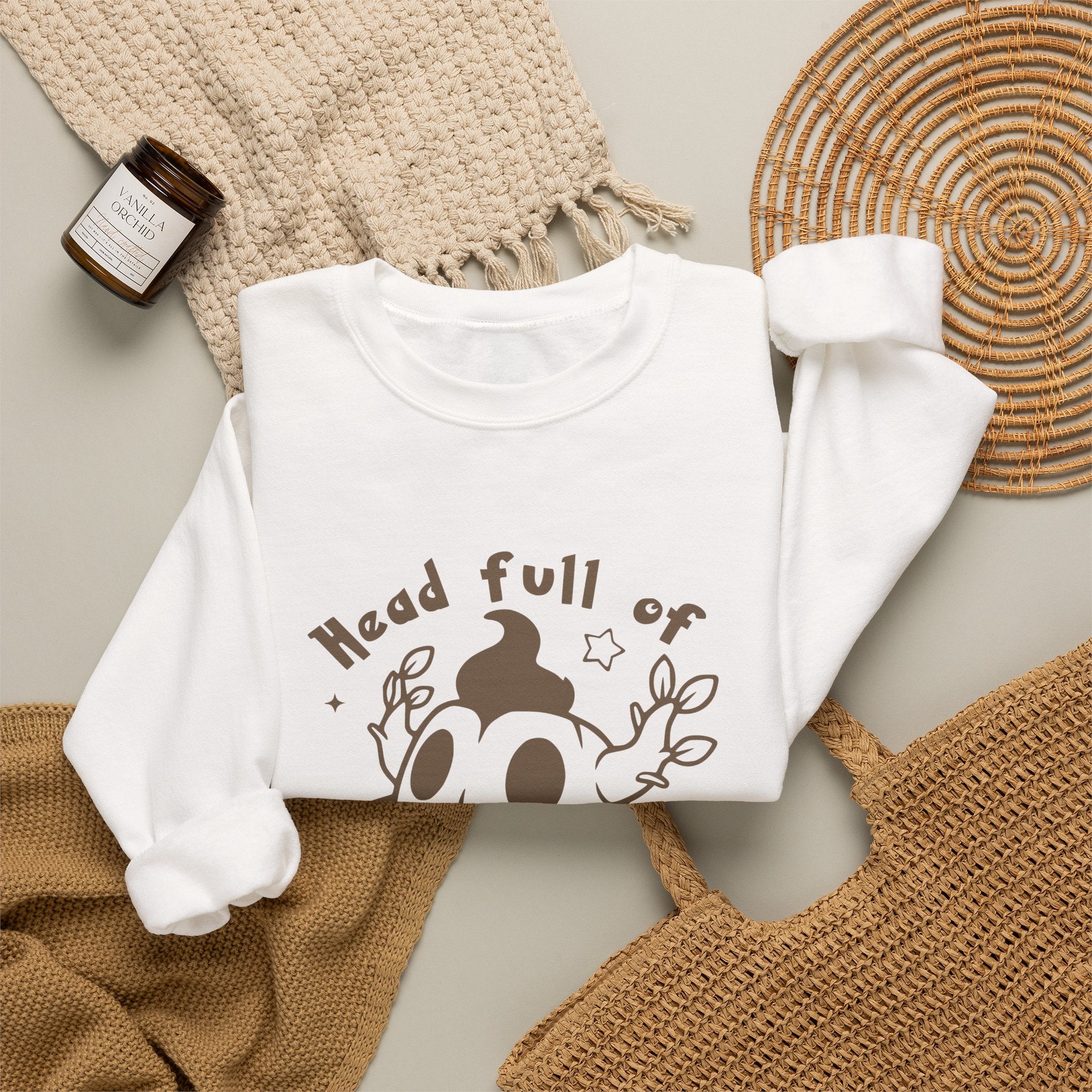 Head Full of Mischief Sweatshirt | Cute Halloween Ghost Crewneck | Cozy Fall Sweatshirt | Geek Autumn Sweater | Kawaii Spooky Apparel