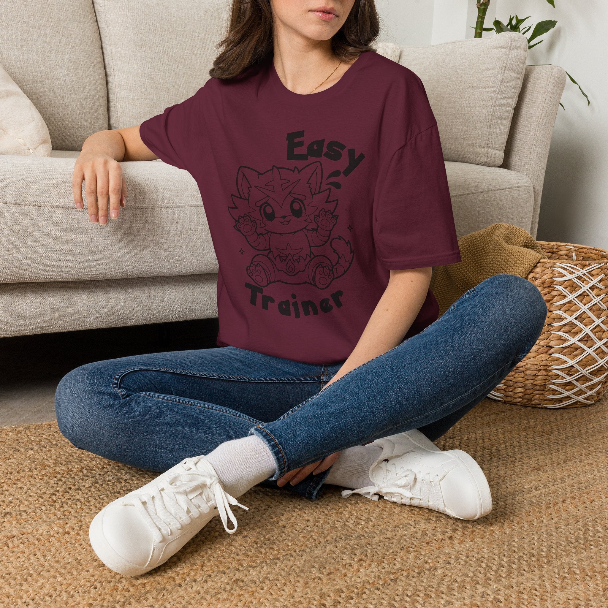 Easy Trainer T-Shirt | Cute Cartoon Easy Tiger Funny wrestling Cat Design Tee