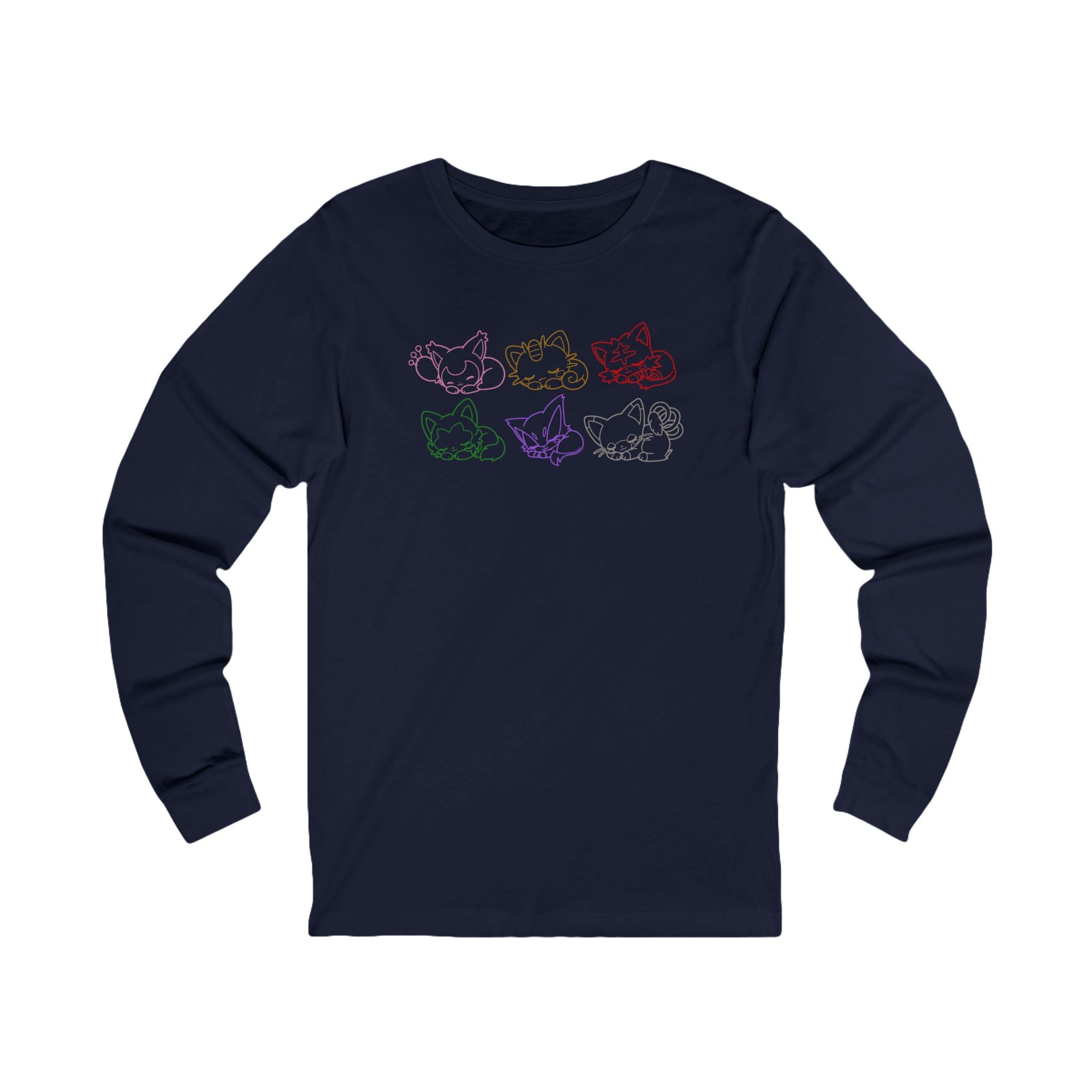 Sleeping Pkm Kittens Line Art long sleeve Shirt | pastel rainbow cat sketches Sweatshirt