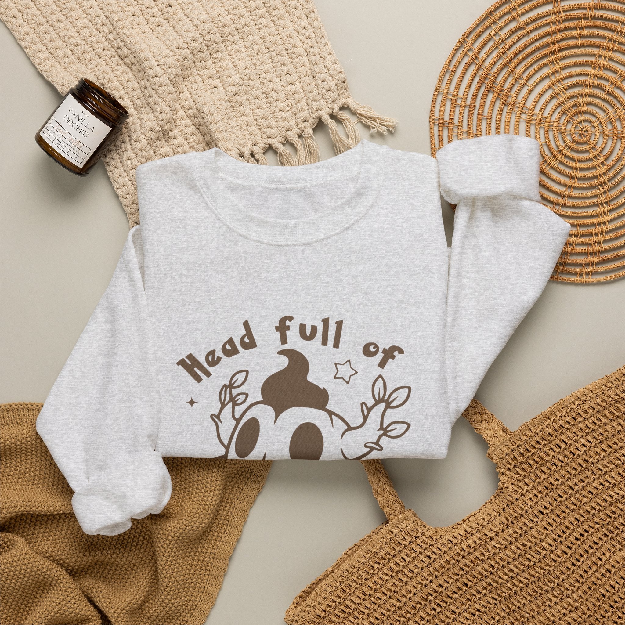 Head Full of Mischief Sweatshirt | Cute Halloween Ghost Crewneck | Cozy Fall Sweatshirt | Geek Autumn Sweater | Kawaii Spooky Apparel