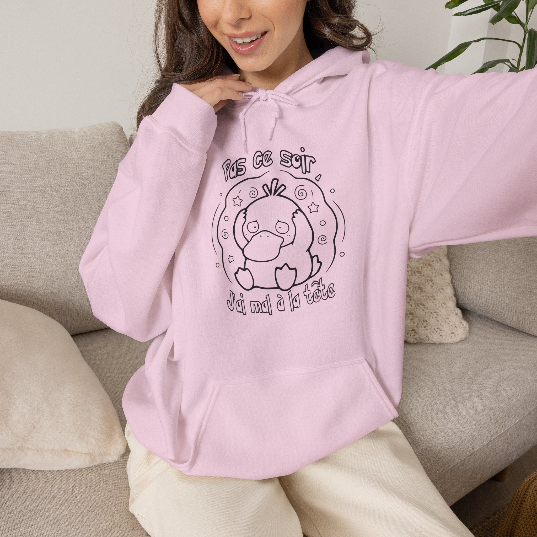 Hoodie inspiré de Psykokwak (Psyduck), Pas ce soir, j'ai mal à la tête