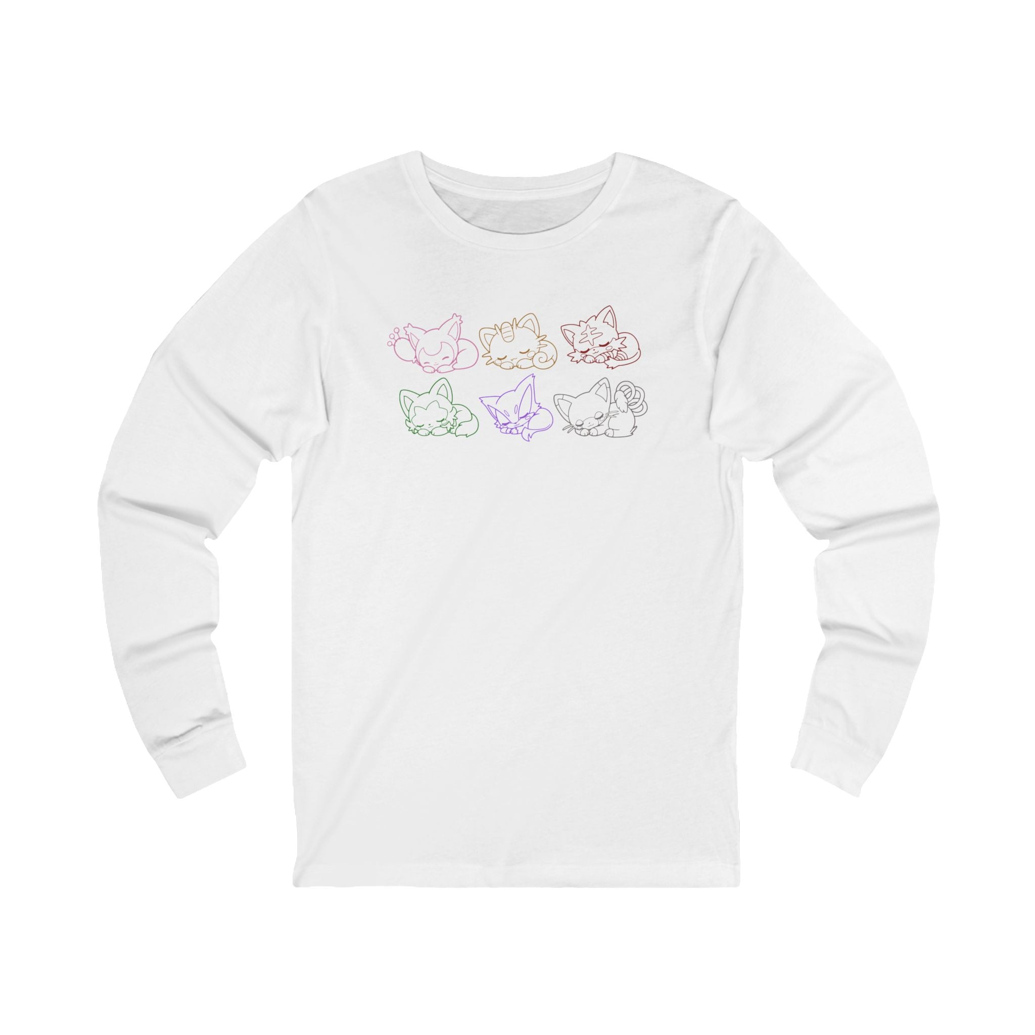 Sleeping Pkm Kittens Line Art long sleeve Shirt | pastel rainbow cat sketches Sweatshirt