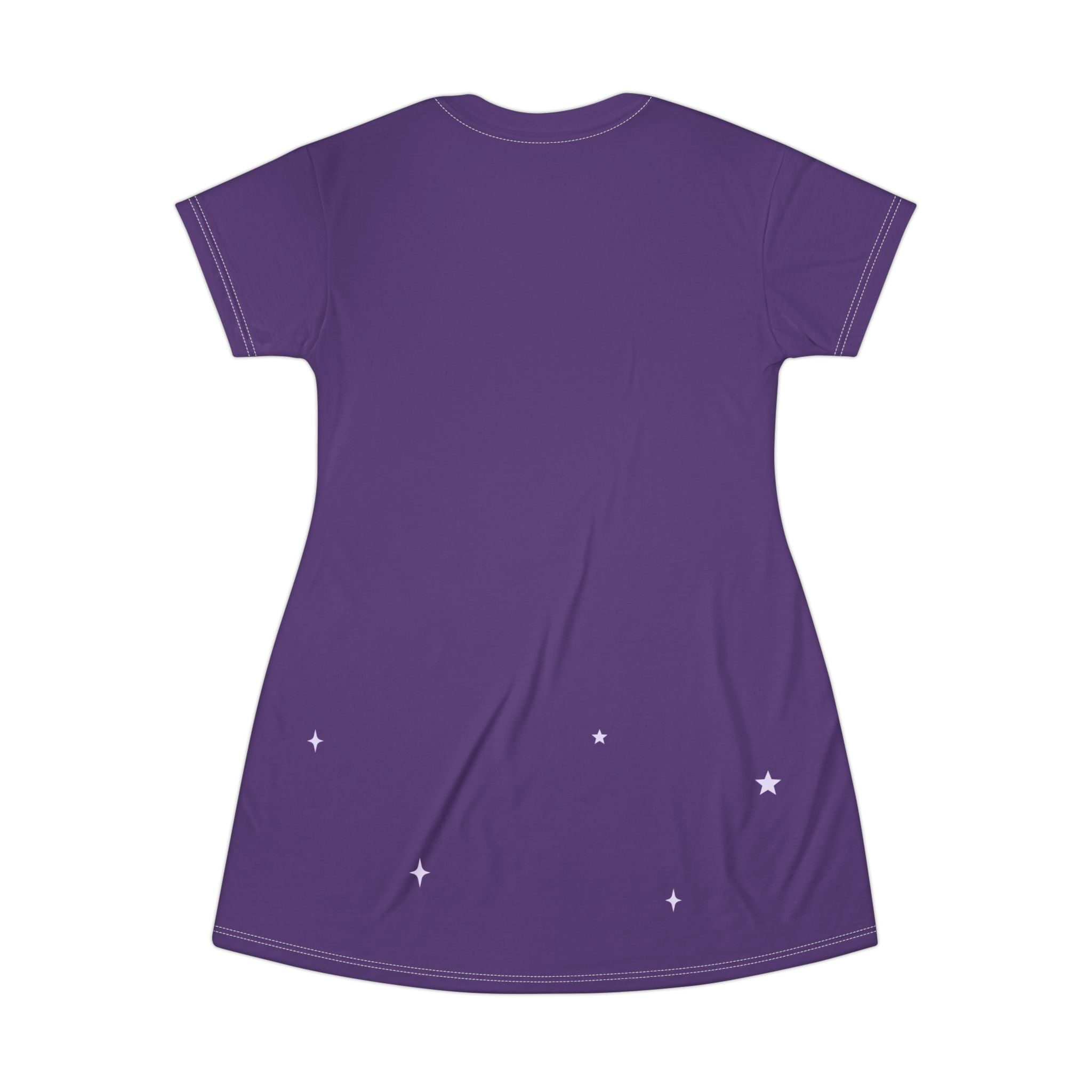 Resting Witch Face T-Shirt Dress, Witchy Halloween Sleep Shirt, Cute Purple Comfy Nightdress for Women, Cozy Fall Pajama Dress