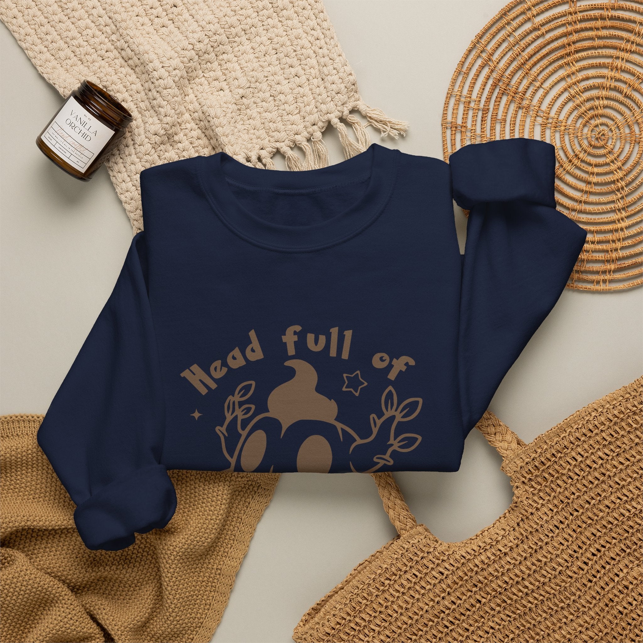 Head Full of Mischief Sweatshirt | Cute Halloween Ghost Crewneck | Cozy Fall Sweatshirt | Geek Autumn Sweater | Kawaii Spooky Apparel