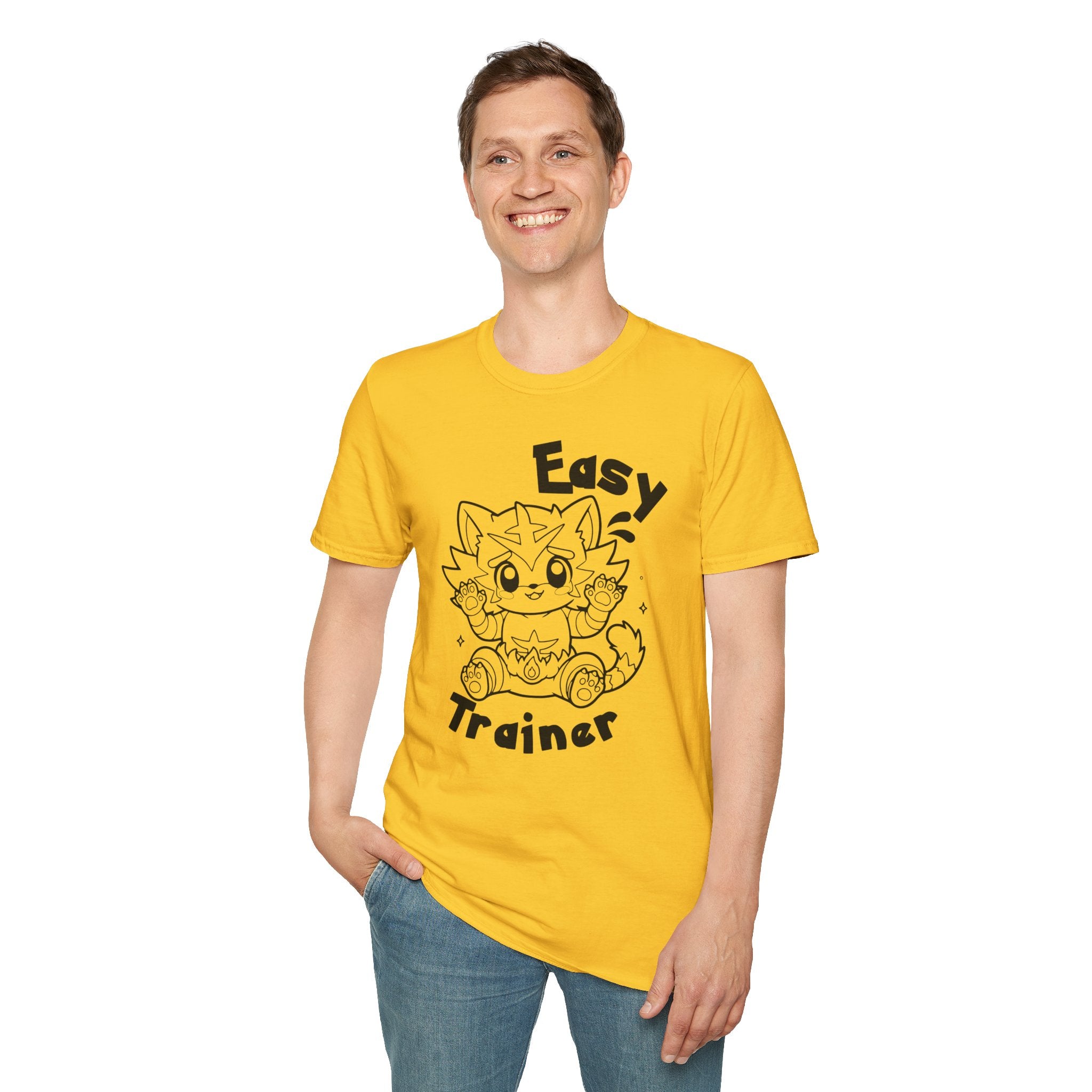 Easy Trainer T-Shirt | Cute Cartoon Easy Tiger Funny wrestling Cat Design Tee