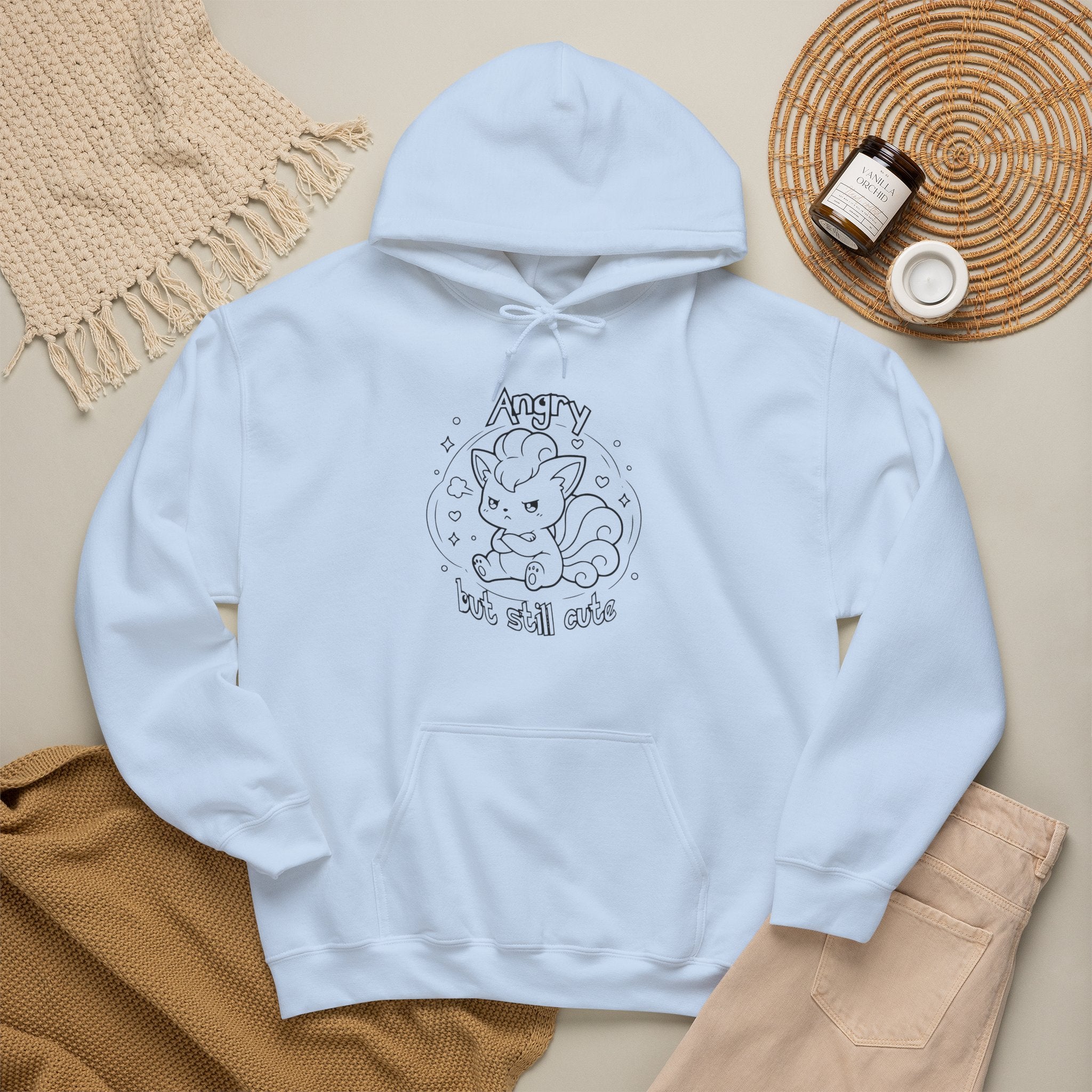 Fox Angry but still cute Grumpy Cute Fox Lady hoodie | Pouting Fox Illustration