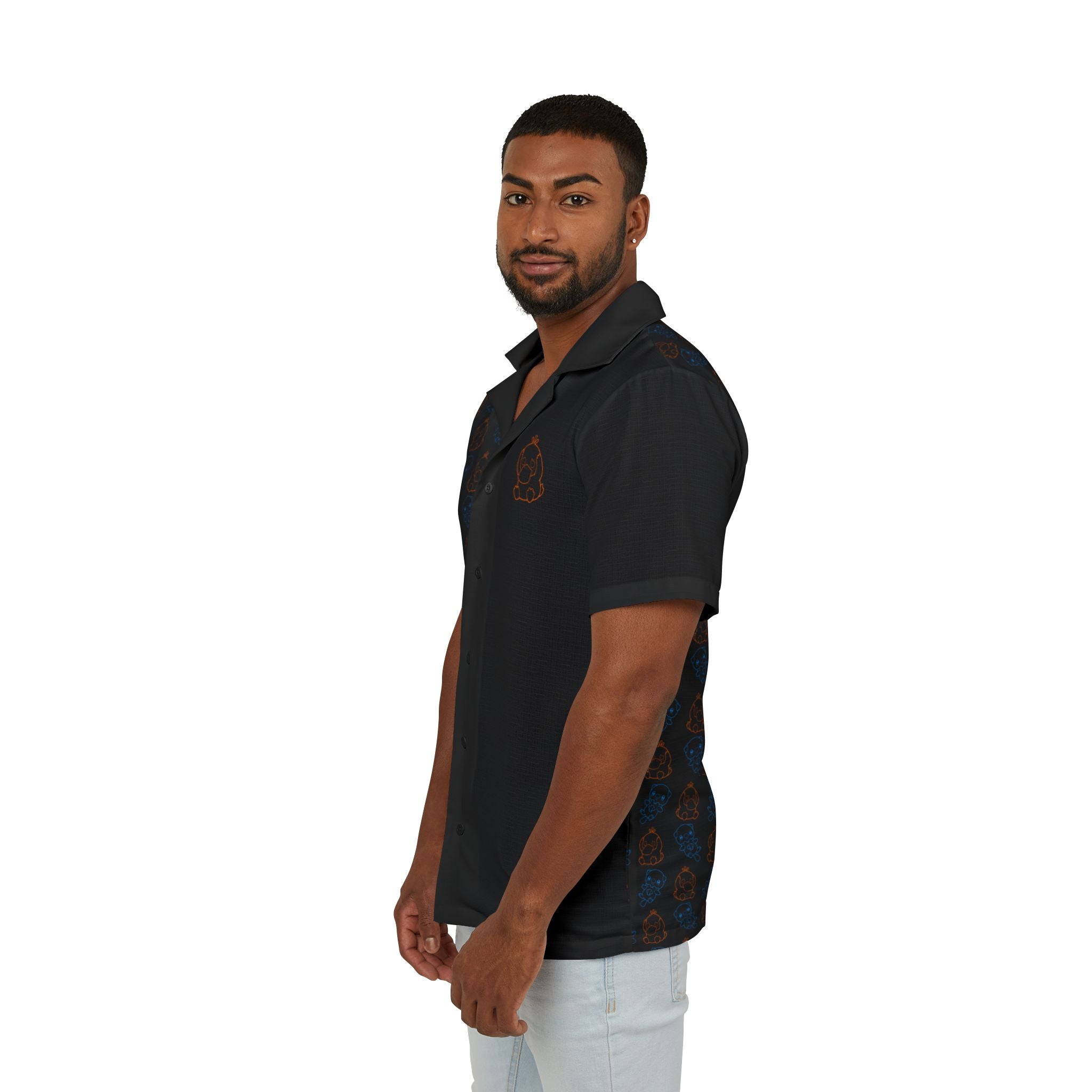Psyduck and Oshawott Pokémon Inspired Pattern Camp Shirt | Hawaiian Shirt for gamer geek gift