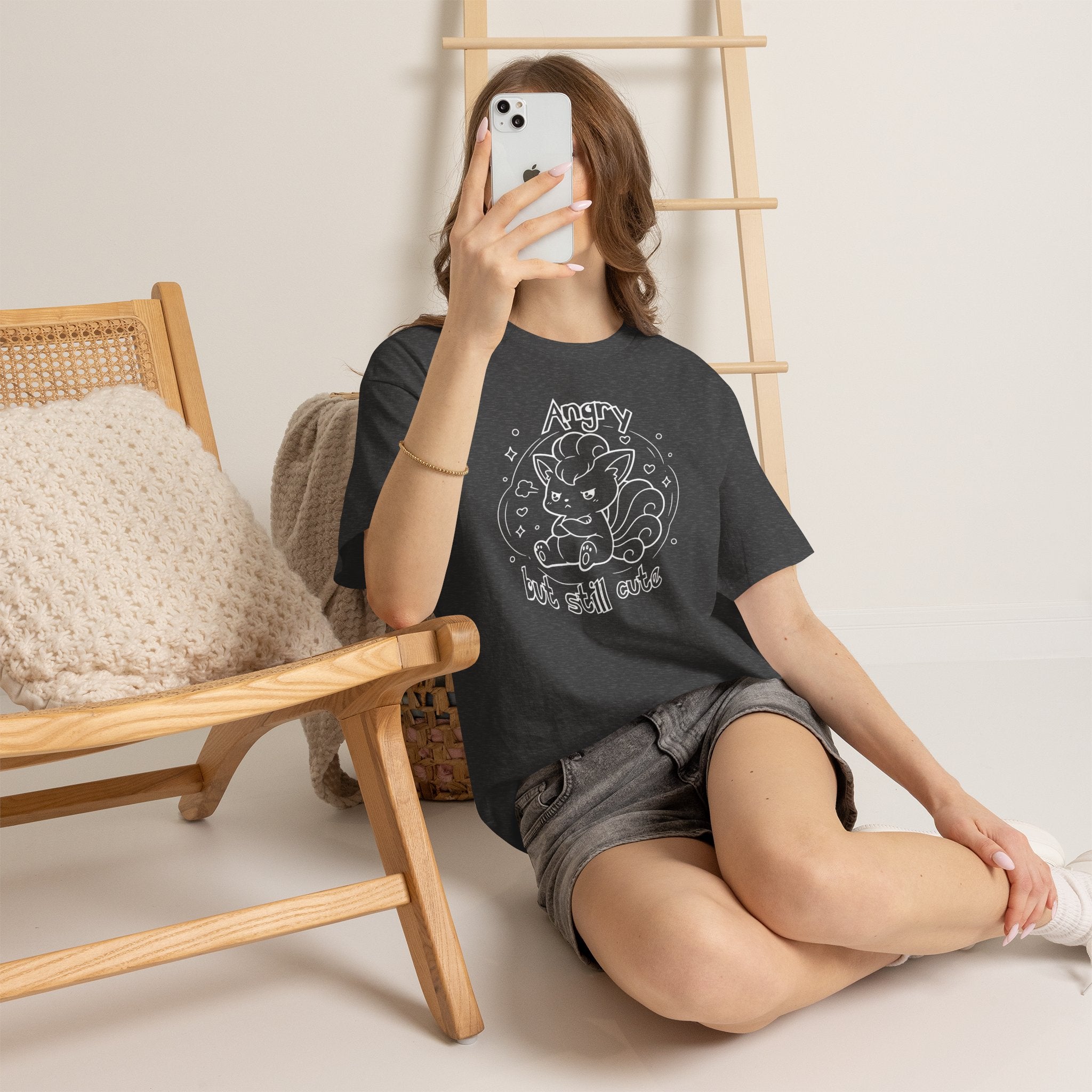 Fox Angry but still cute Grumpy Cute Fox Lady Shirt | Pouting Fox Illustration
