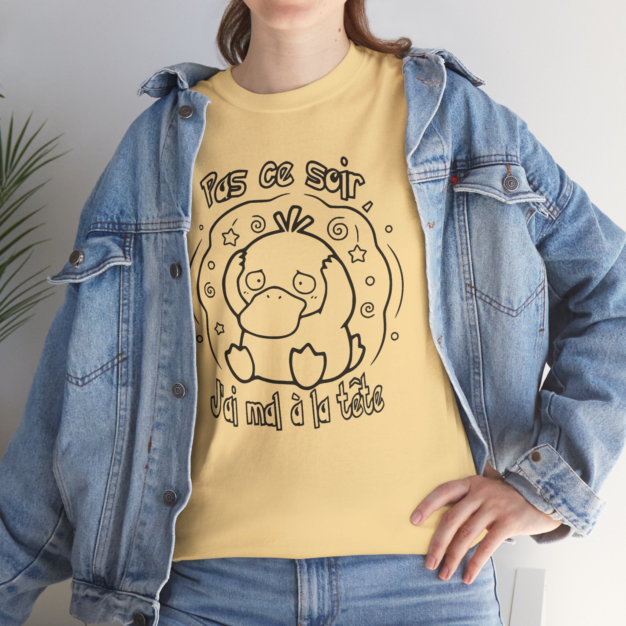 T-shirt inspiré de Psykokwak (Psyduck), Pas ce soir, j'ai mal à la tête