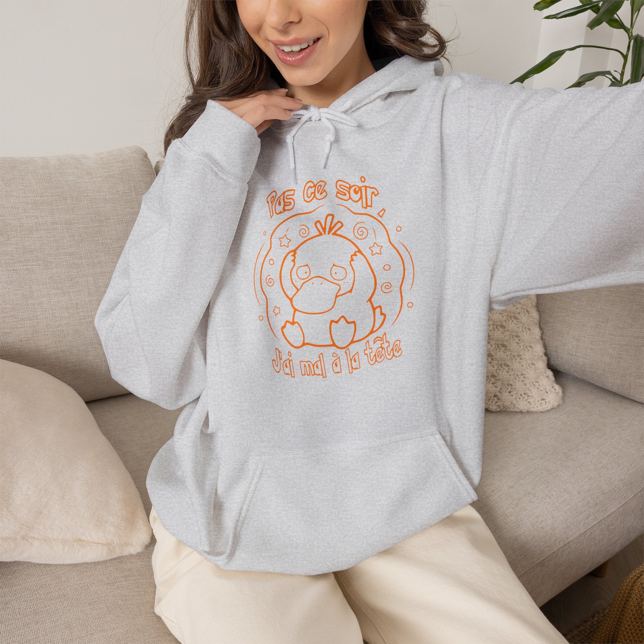 Hoodie inspiré de Psykokwak (Psyduck), Pas ce soir, j'ai mal à la tête