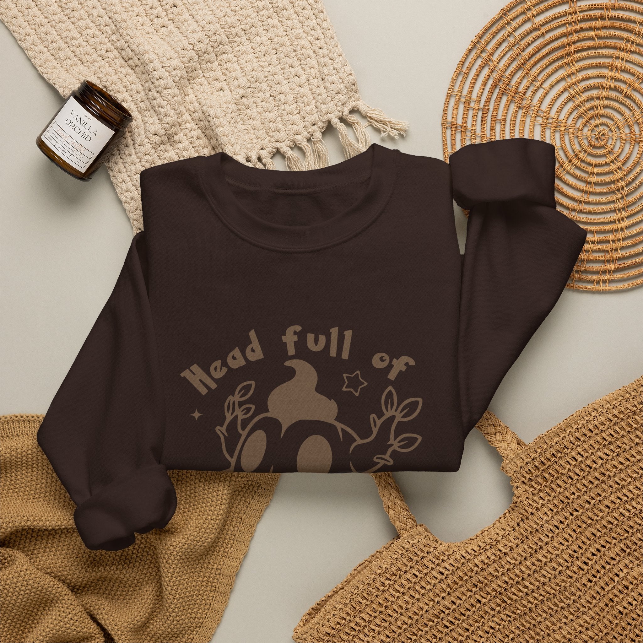 Head Full of Mischief Sweatshirt | Cute Halloween Ghost Crewneck | Cozy Fall Sweatshirt | Geek Autumn Sweater | Kawaii Spooky Apparel