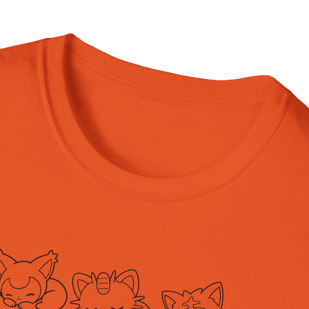 Sleeping Pokémon Cats Line Art T-Shirt | Pastel Rainbow Kitten Trio Anime Tee Shirt