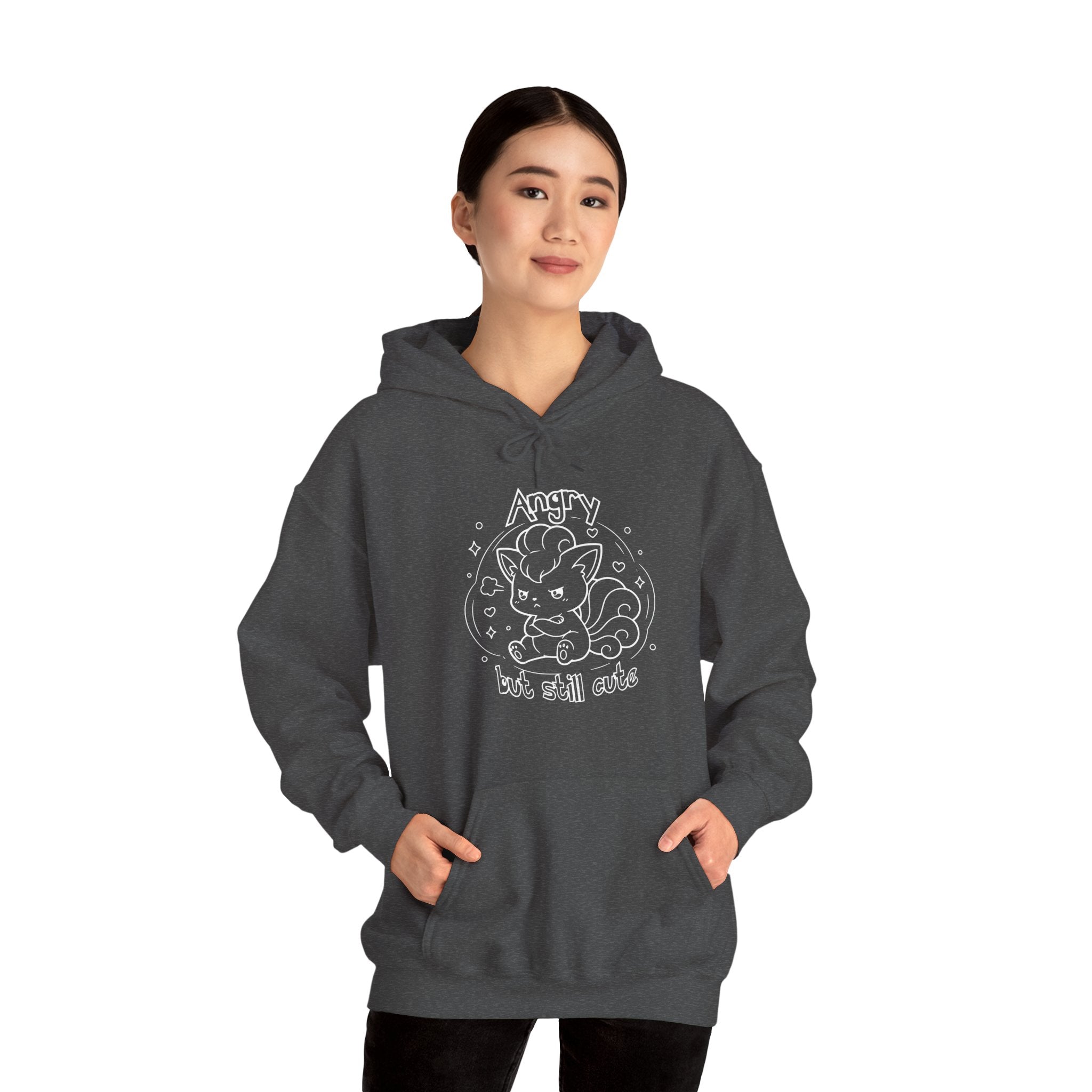 Fox Angry but still cute Grumpy Cute Fox Lady hoodie | Pouting Fox Illustration
