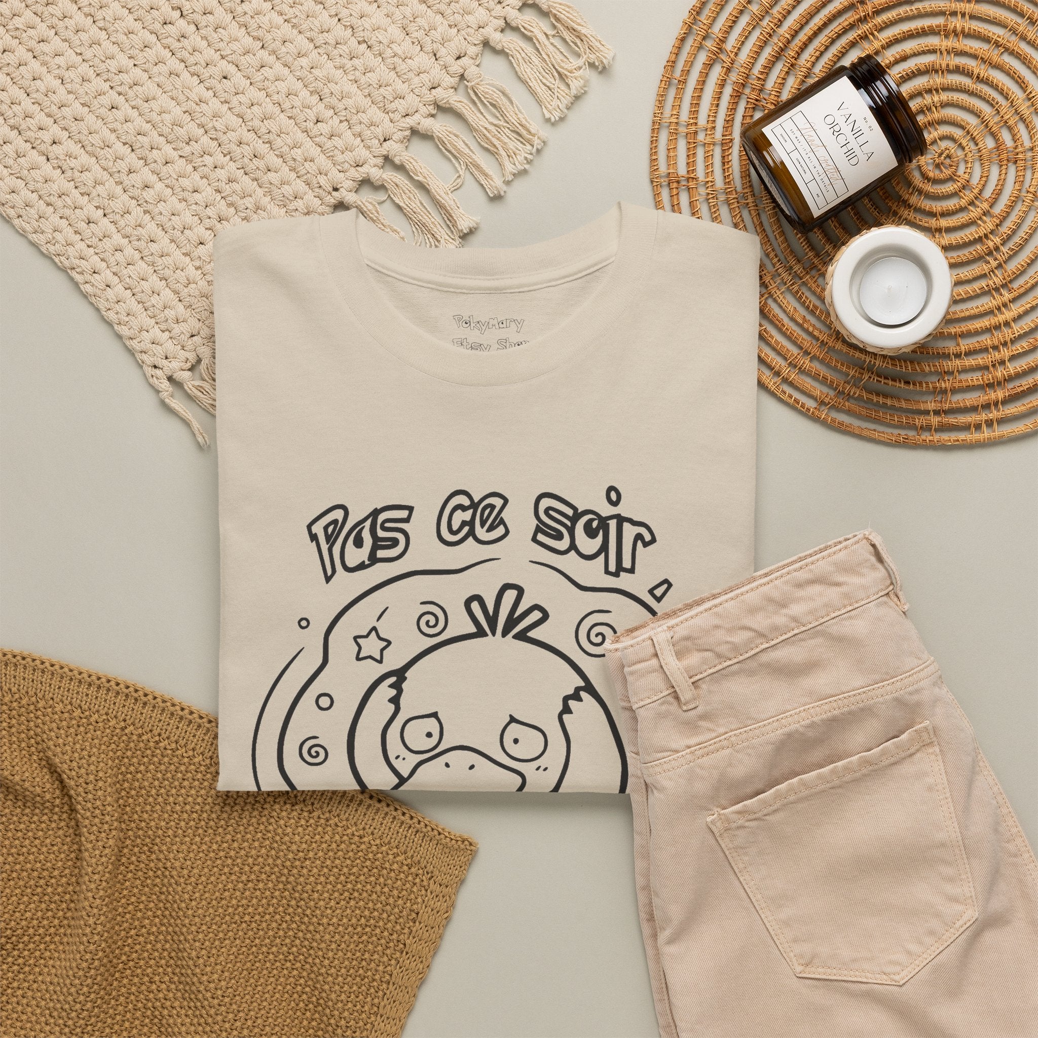 T-shirt inspiré de Psykokwak (Psyduck), Pas ce soir, j'ai mal à la tête