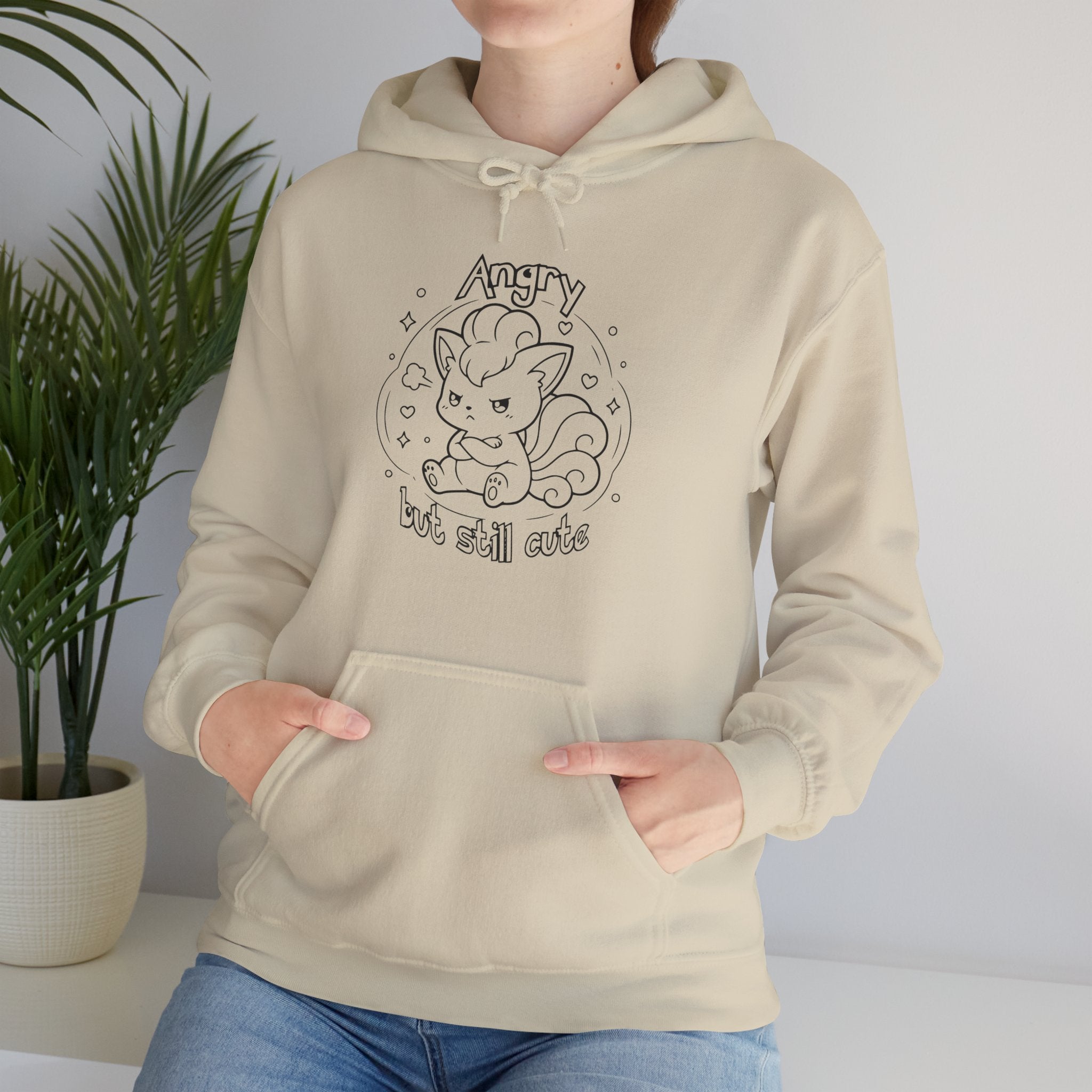 Fox Angry but still cute Grumpy Cute Fox Lady hoodie | Pouting Fox Illustration