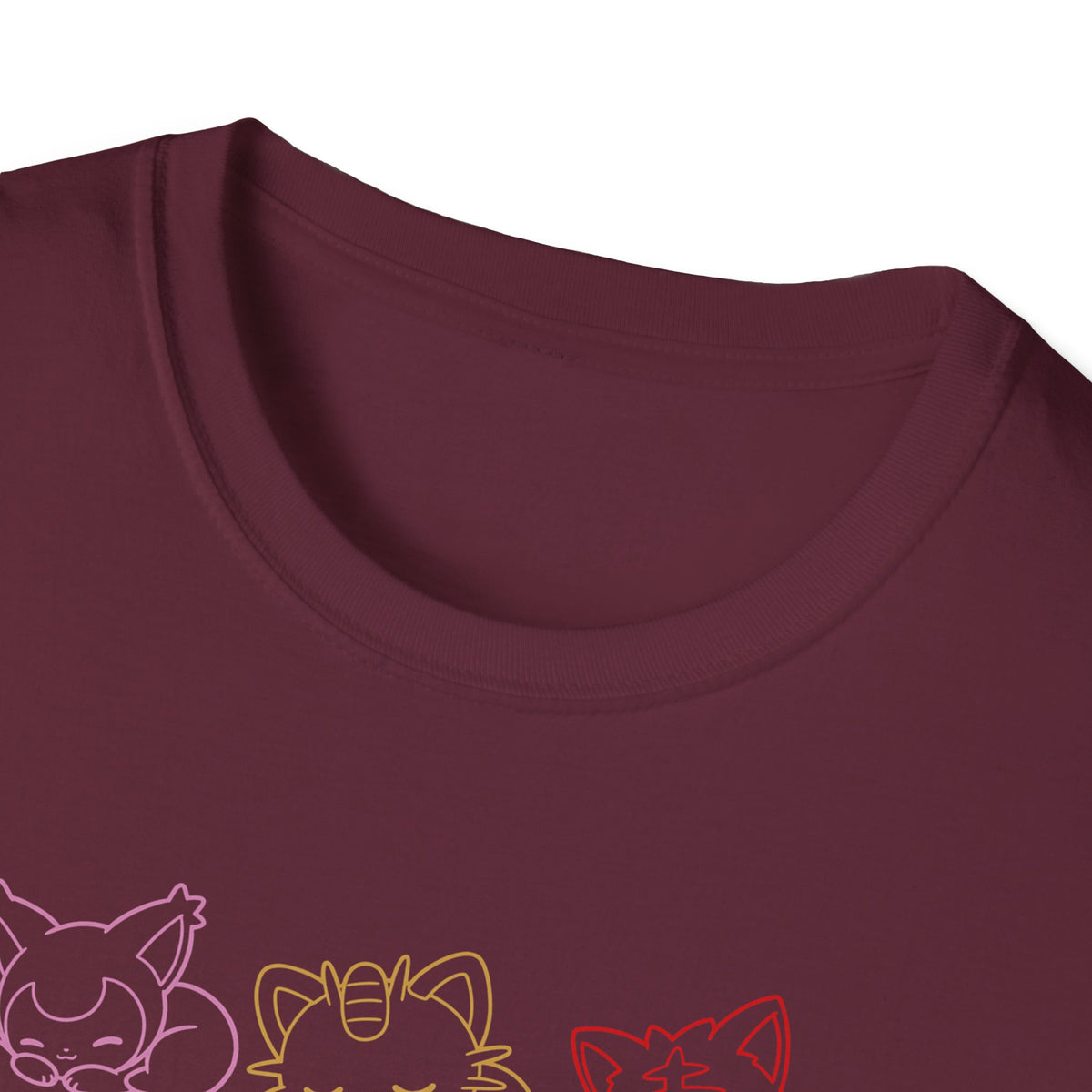 Sleeping Pokémon Cats Line Art T-Shirt | Pastel Rainbow Kitten Trio Anime Tee Shirt