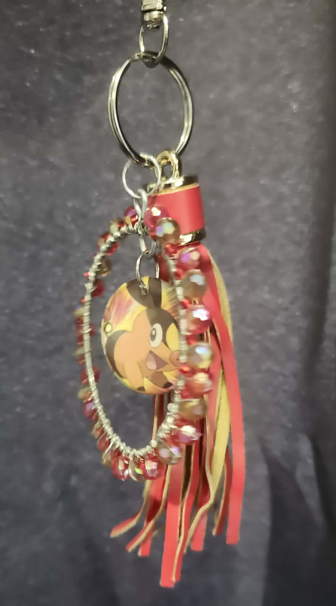 Tepig Blaze Charm – Handmade Pokémon-Inspired Bag Charm, Keychain & Car Accessory ⭐