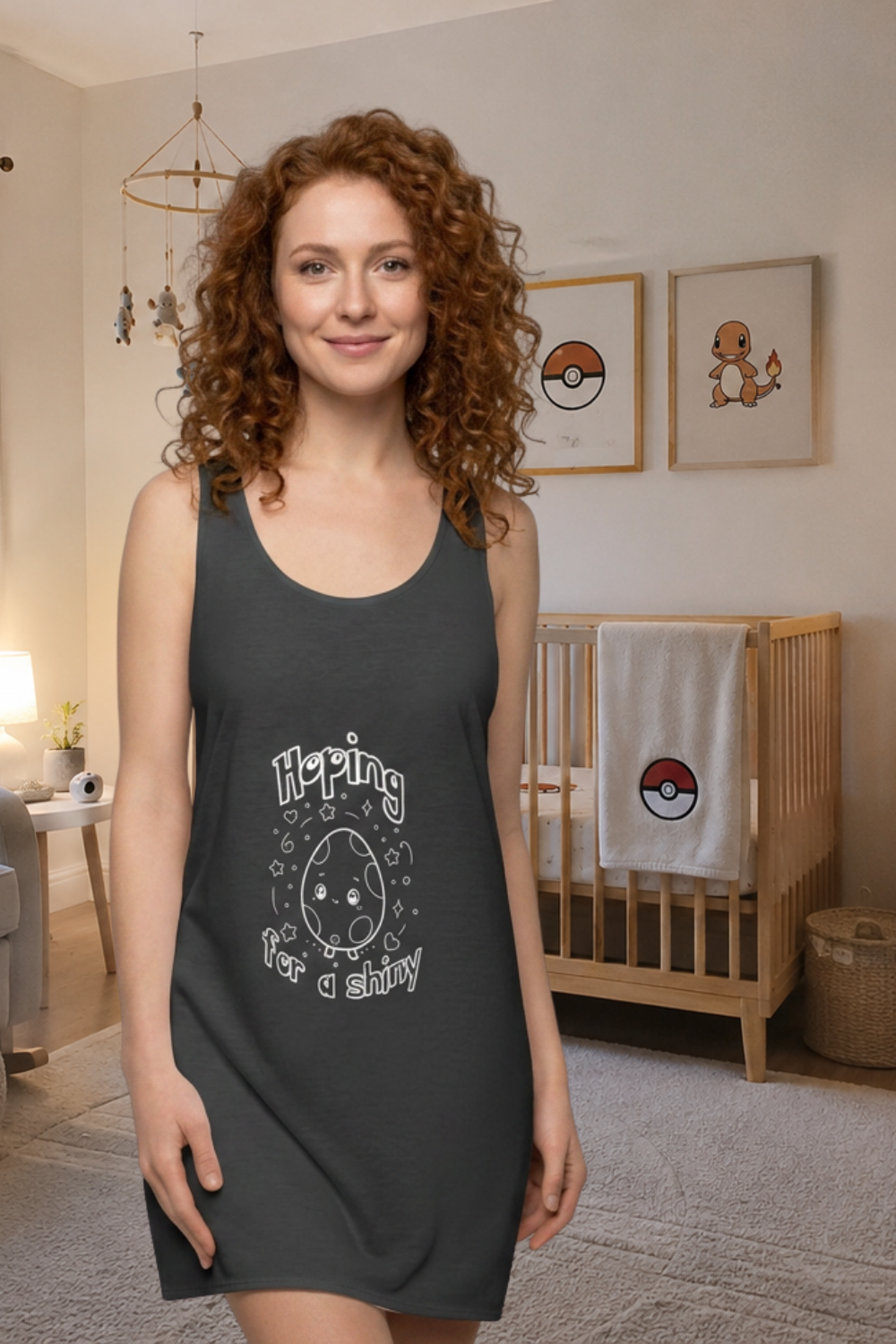Funny Nightshirt for Women, Hoping for a Shiny Sleep Shirt, Cute Gamer Pajama Dress, Geek Gift for Her