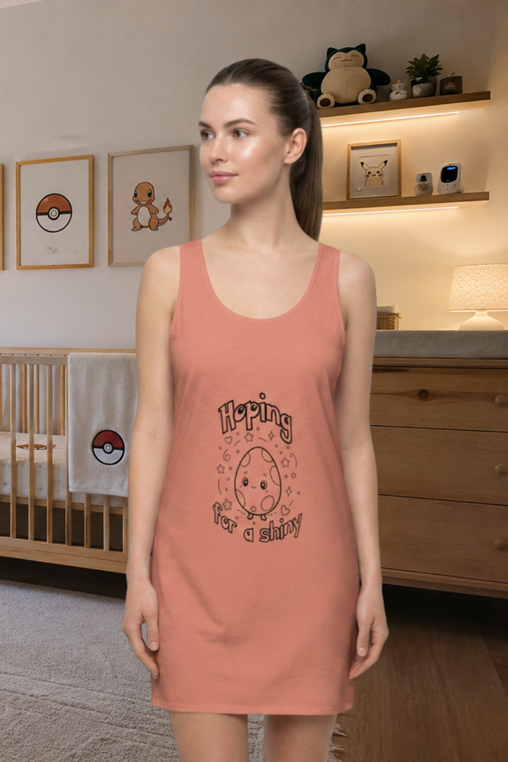 Funny Maternity Sleep Shirt, Hoping for a Shiny, Cute Nightshirt, Pregnancy Gift for Mom to Be, Geek Mom Gift
