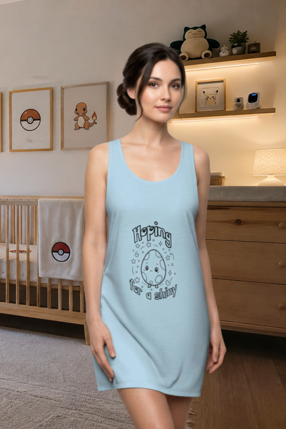 Funny Maternity Sleep Shirt, Hoping for a Shiny, Cute Nightshirt, Pregnancy Gift for Mom to Be, Geek Mom Gift