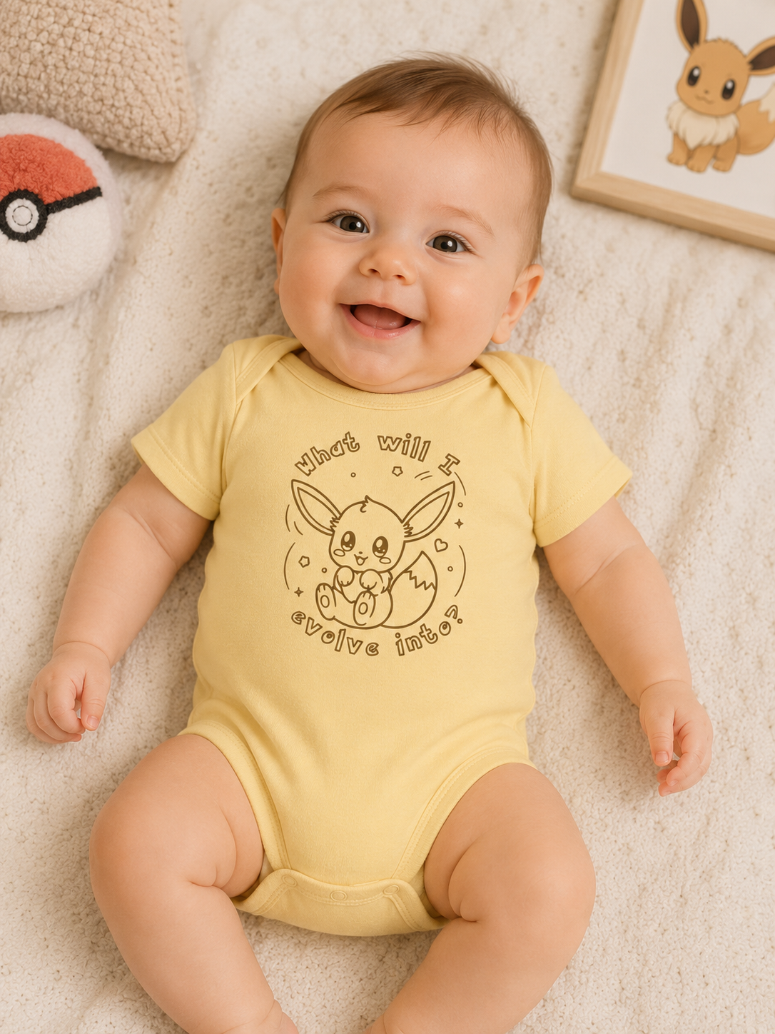 Baby Eeveelutions Bodysuit, Pkm Baby Gift, Cute Infant Pkm clothe, What Will I Evolve Into, Kawaii Baby Shower Gift