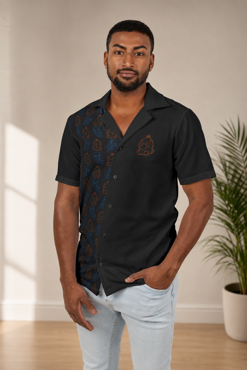 Psyduck and Oshawott Pokémon Inspired Pattern Camp Shirt | Hawaiian Shirt for gamer geek gift
