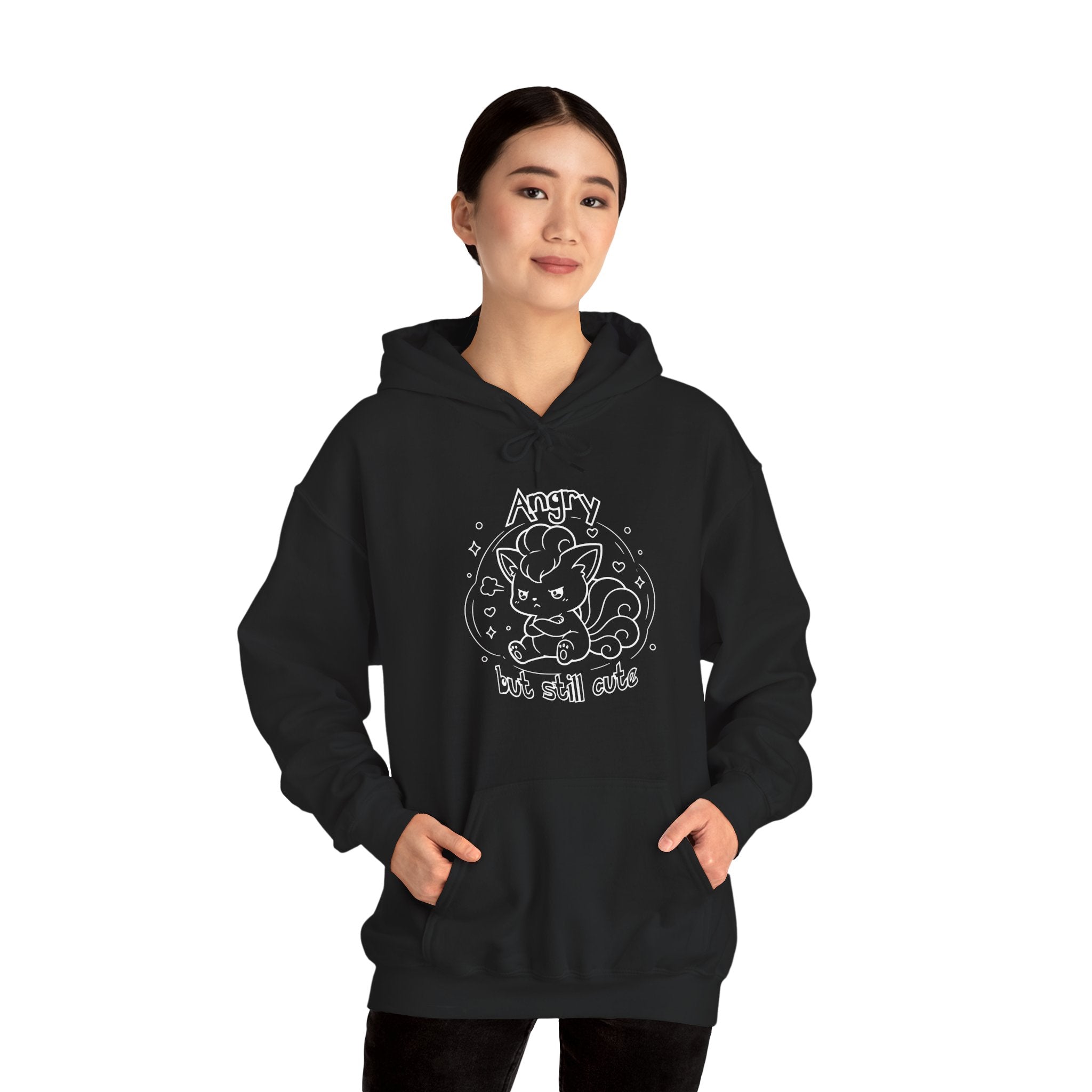 Fox Angry but still cute Grumpy Cute Fox Lady hoodie | Pouting Fox Illustration