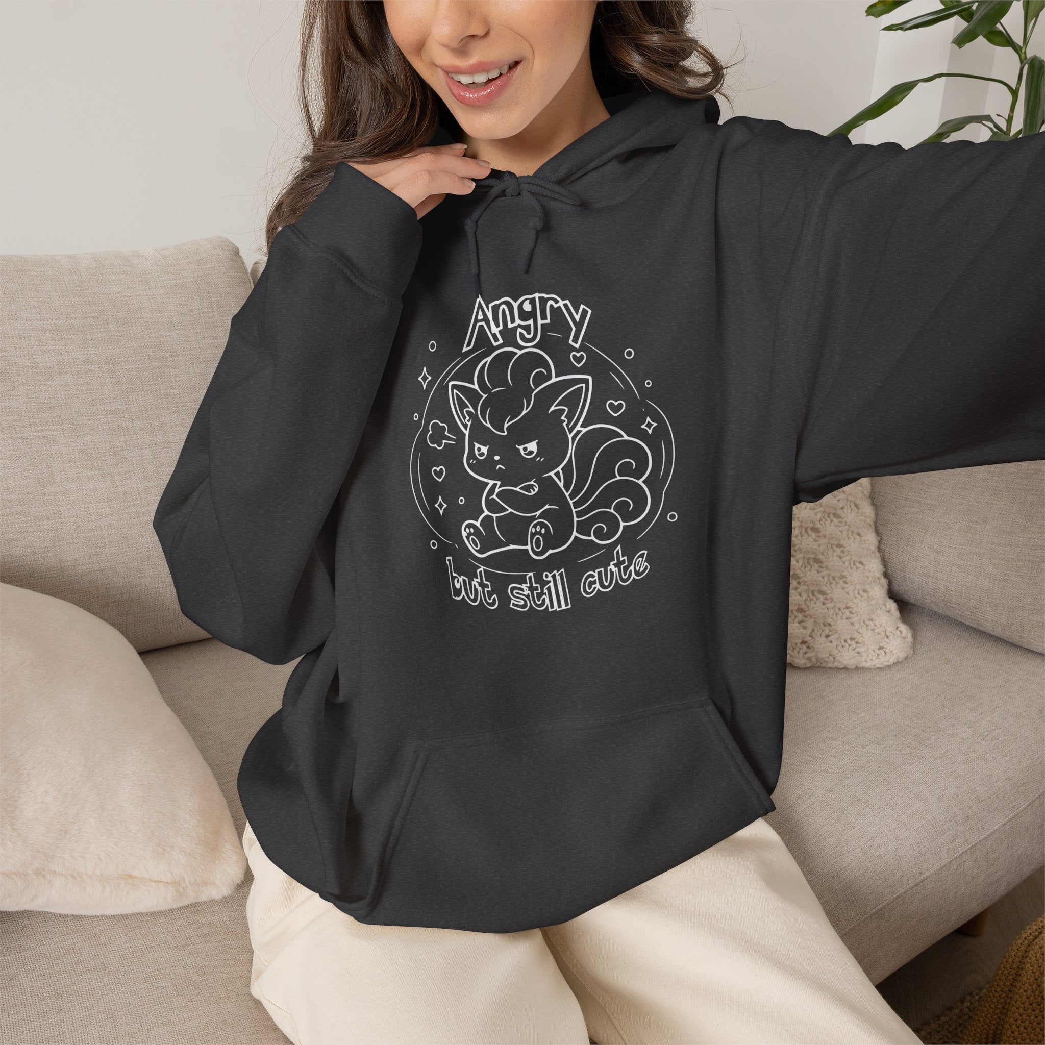Fox Angry but still cute Grumpy Cute Fox Lady hoodie | Pouting Fox Illustration