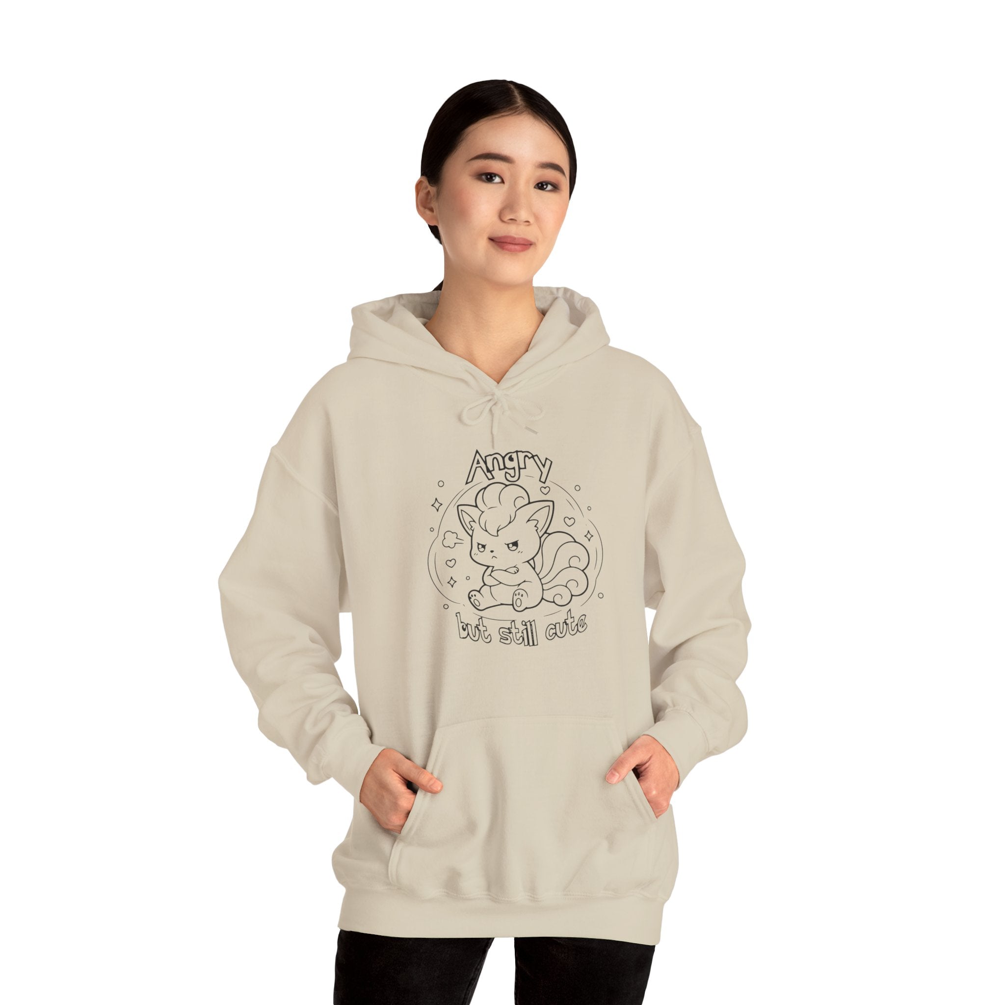 Fox Angry but still cute Grumpy Cute Fox Lady hoodie | Pouting Fox Illustration